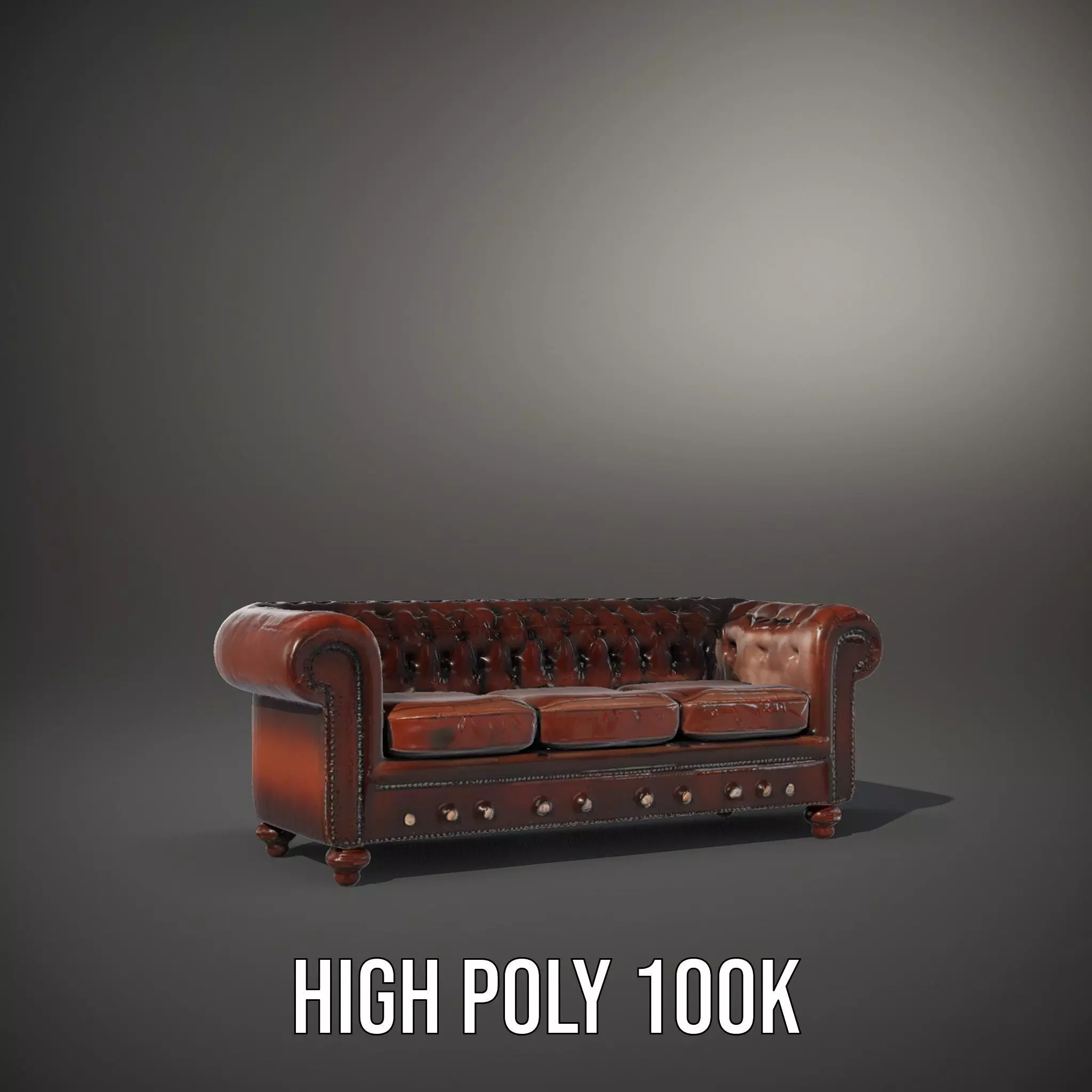 Classic Brown Chesterfield Sofa model pack Low-poly 3D model_10