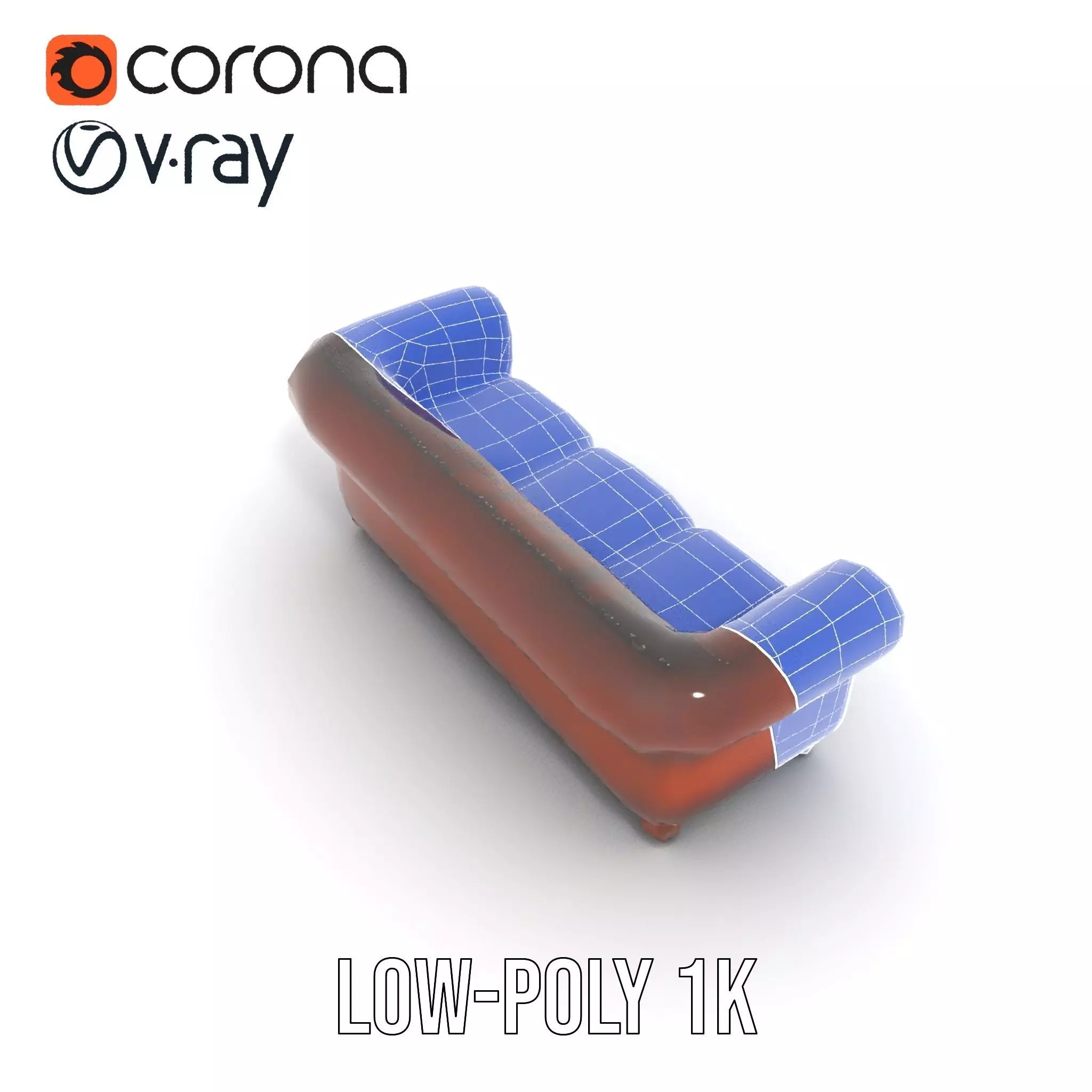 Classic Brown Chesterfield Sofa model pack Low-poly 3D model_27