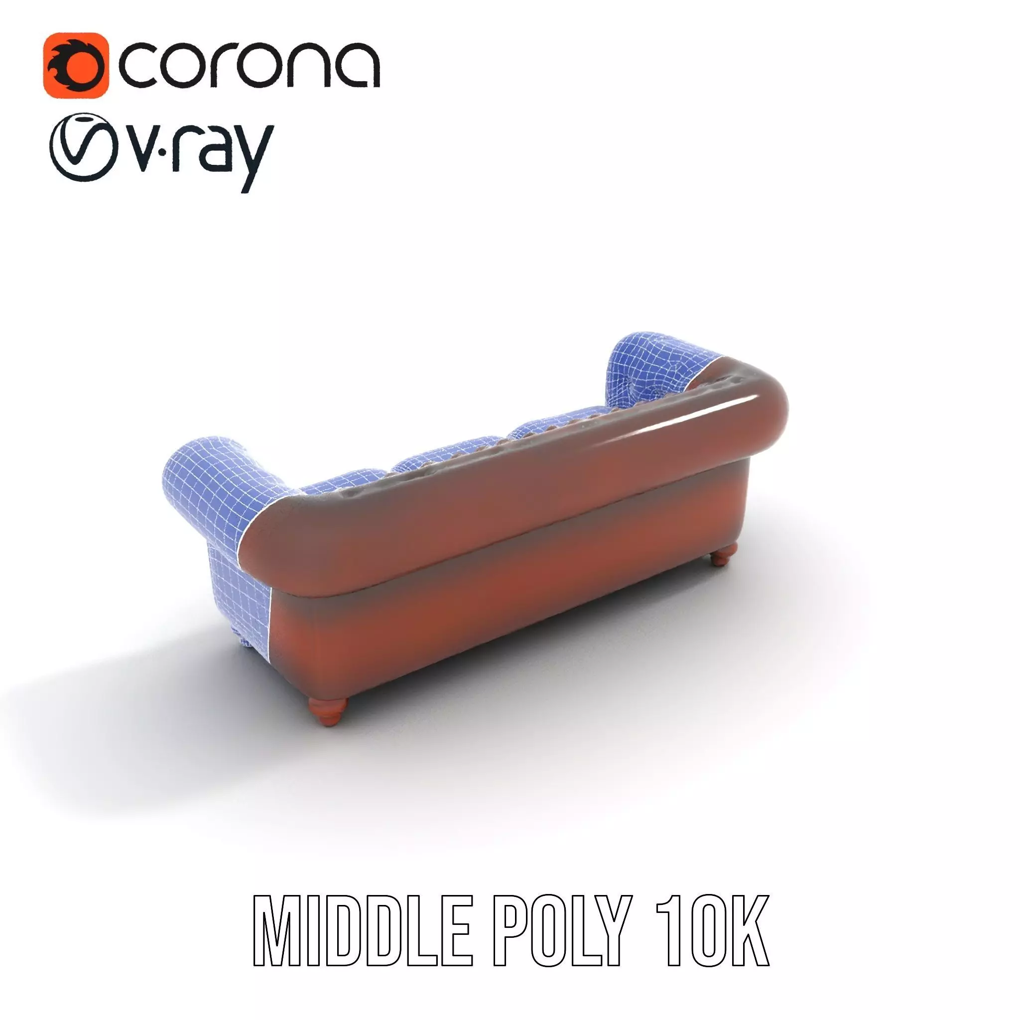 Classic Brown Chesterfield Sofa model pack Low-poly 3D model_11