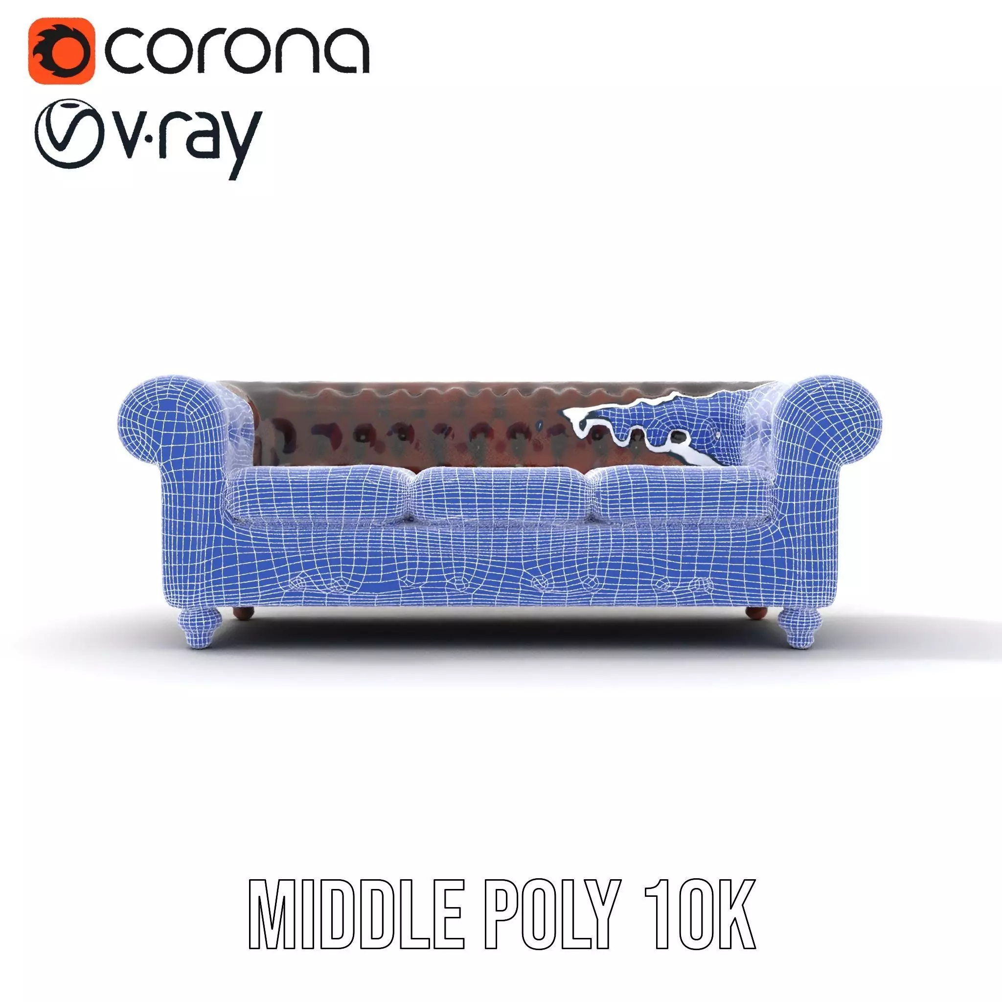 Classic Brown Chesterfield Sofa model pack Low-poly 3D model_22