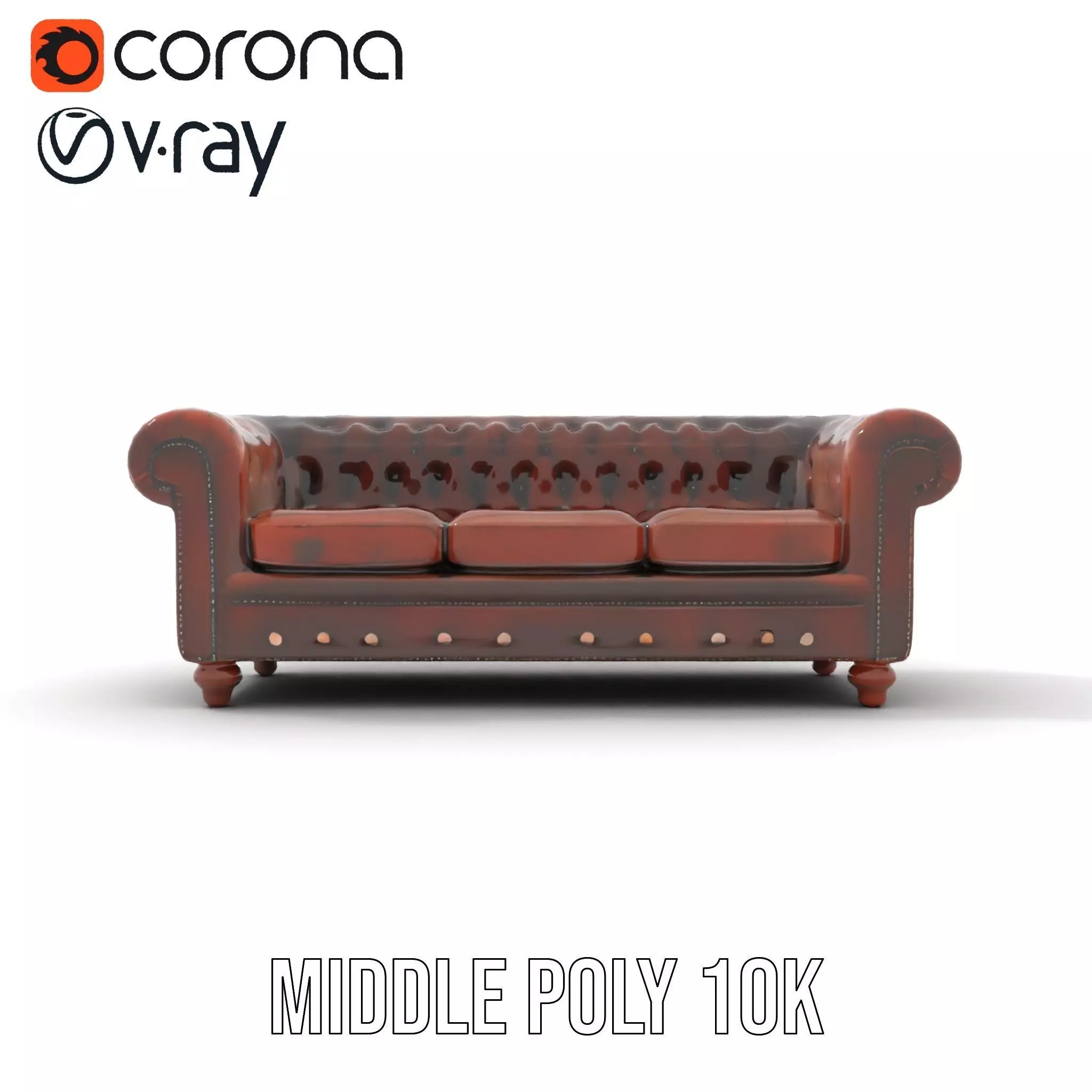Classic Brown Chesterfield Sofa model pack Low-poly 3D model_24