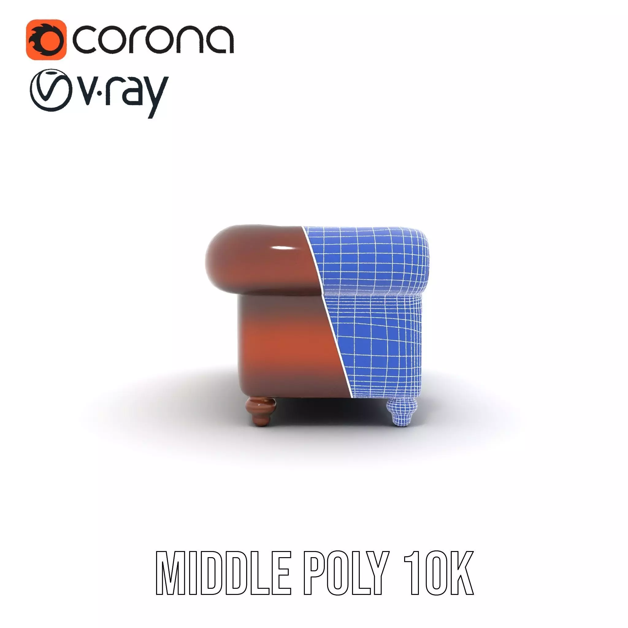 Classic Brown Chesterfield Sofa model pack Low-poly 3D model_29