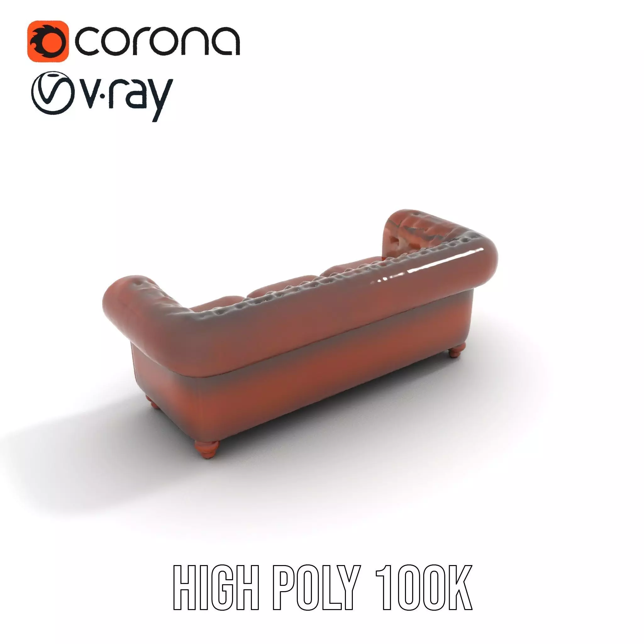 Classic Brown Chesterfield Sofa model pack Low-poly 3D model_15