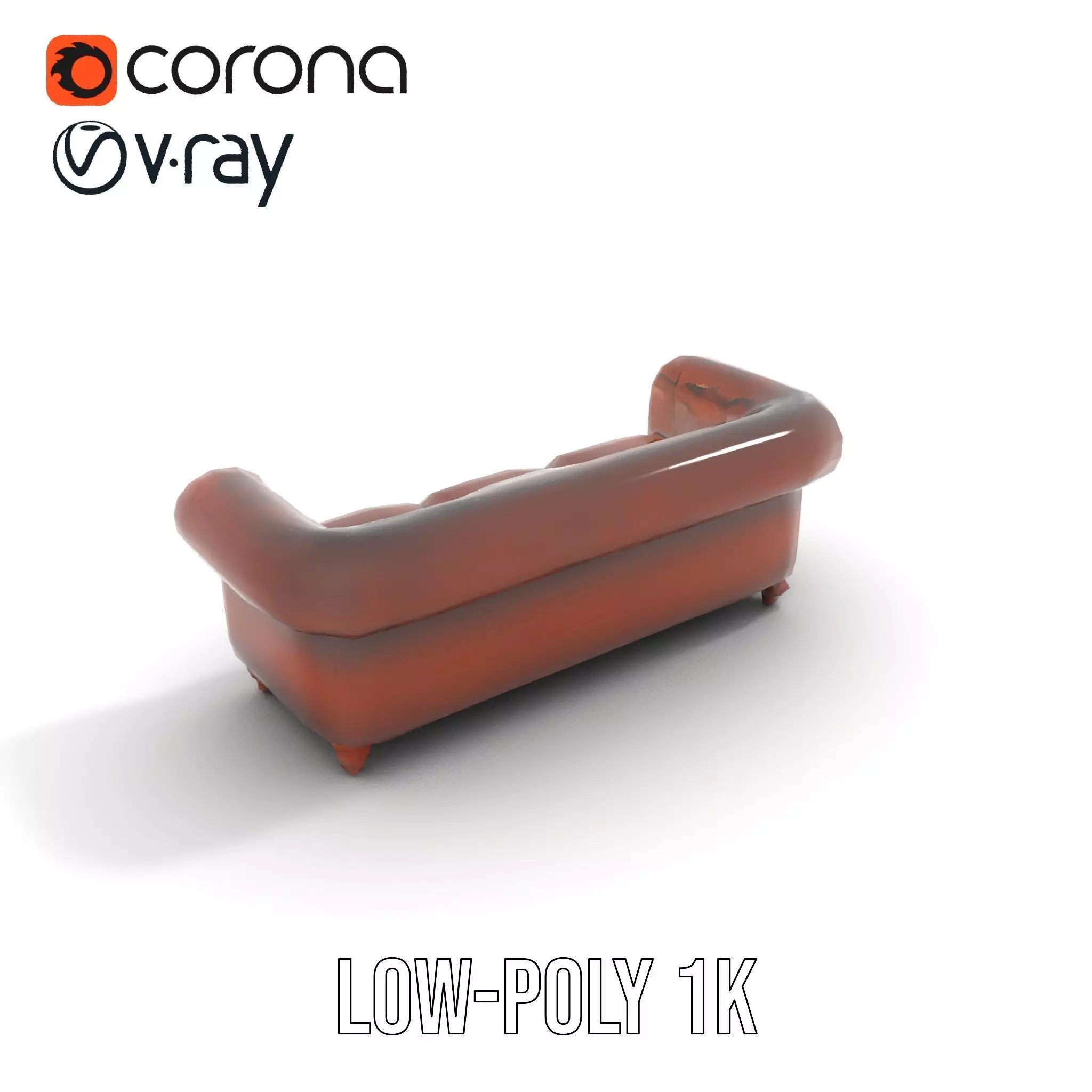 Classic Brown Chesterfield Sofa model pack Low-poly 3D model_9