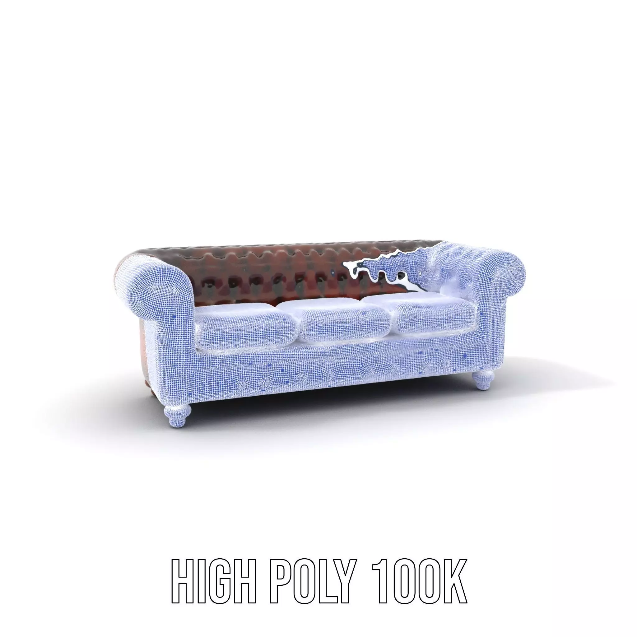 Classic Brown Chesterfield Sofa model pack Low-poly 3D model_4