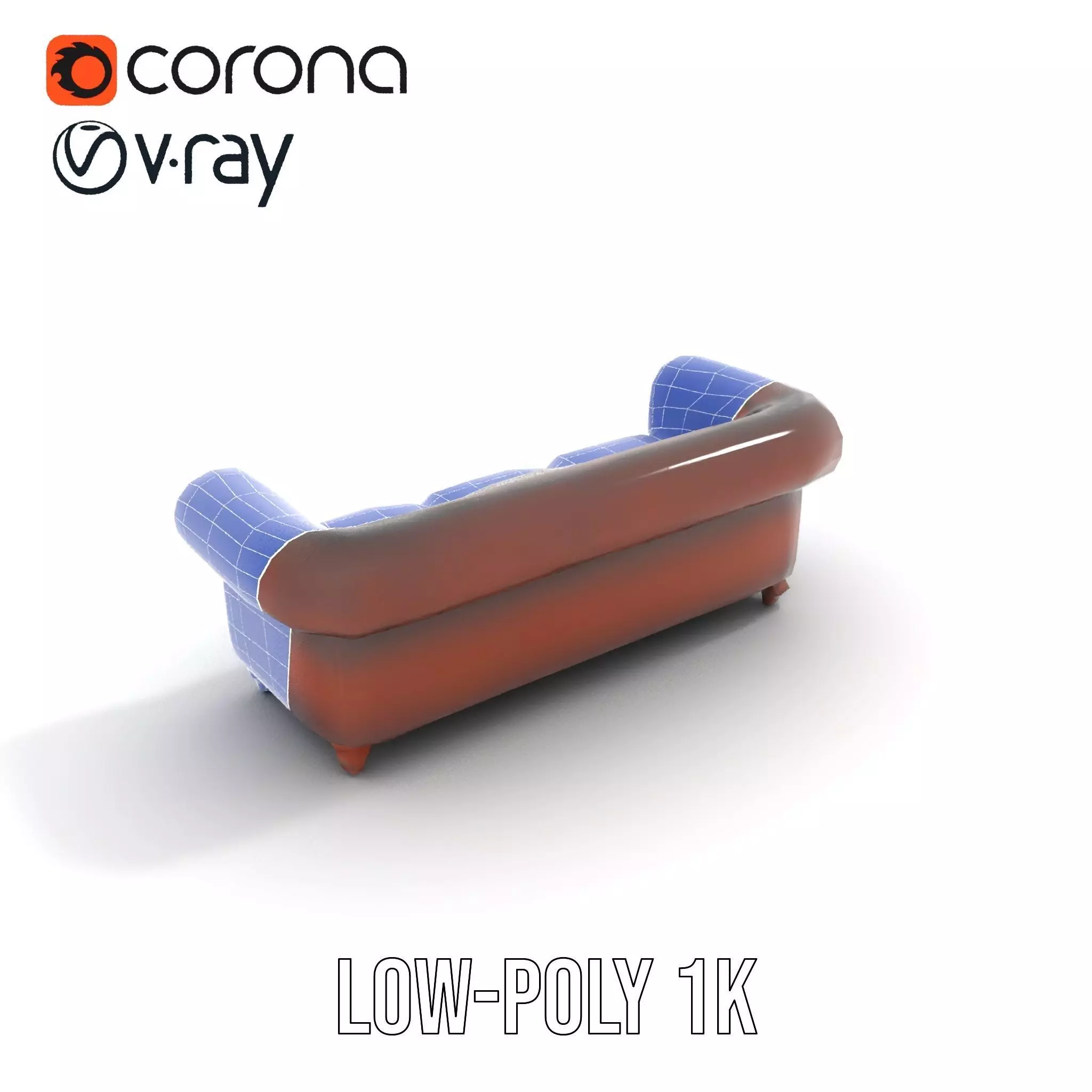 Classic Brown Chesterfield Sofa model pack Low-poly 3D model_23