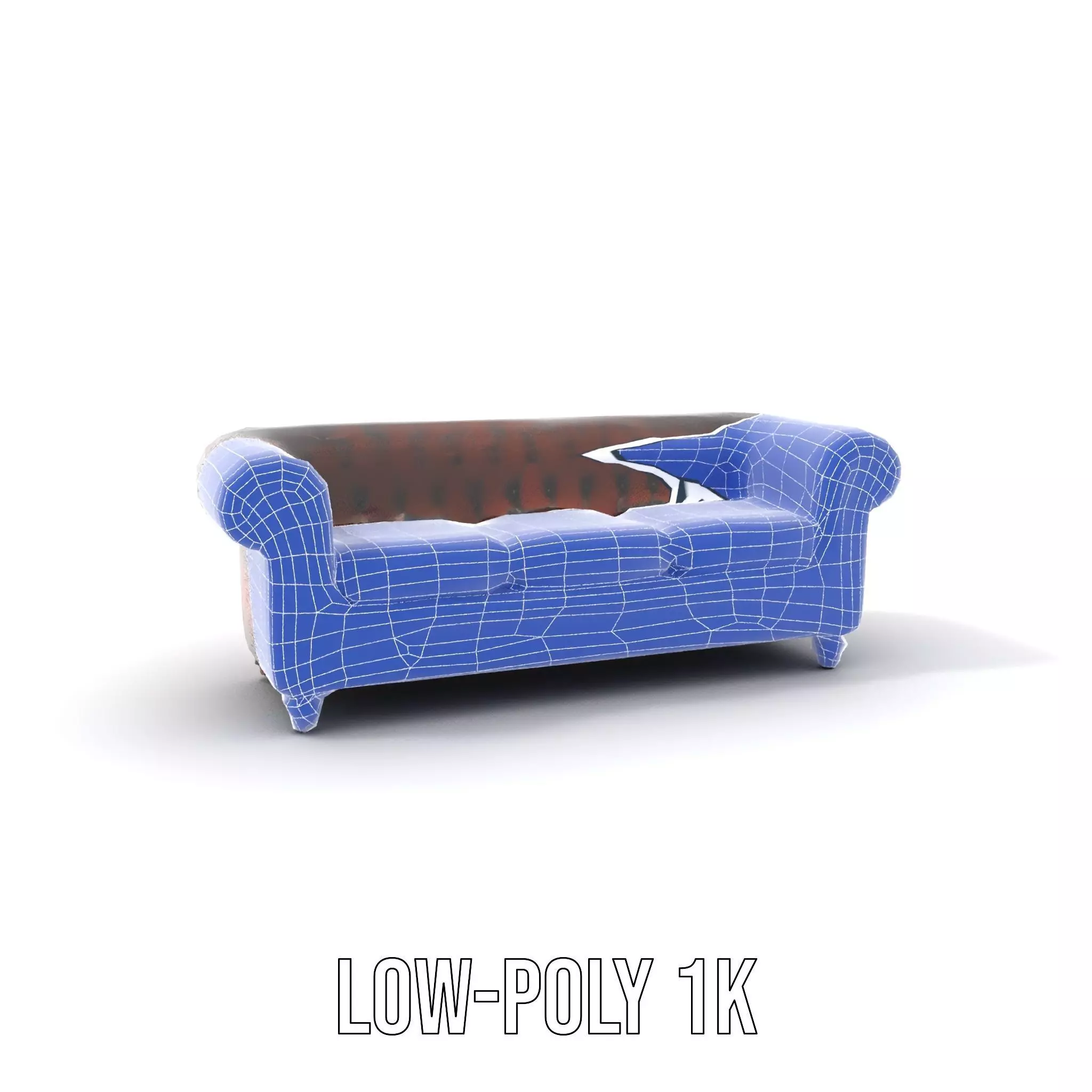 Classic Brown Chesterfield Sofa model pack Low-poly 3D model_25
