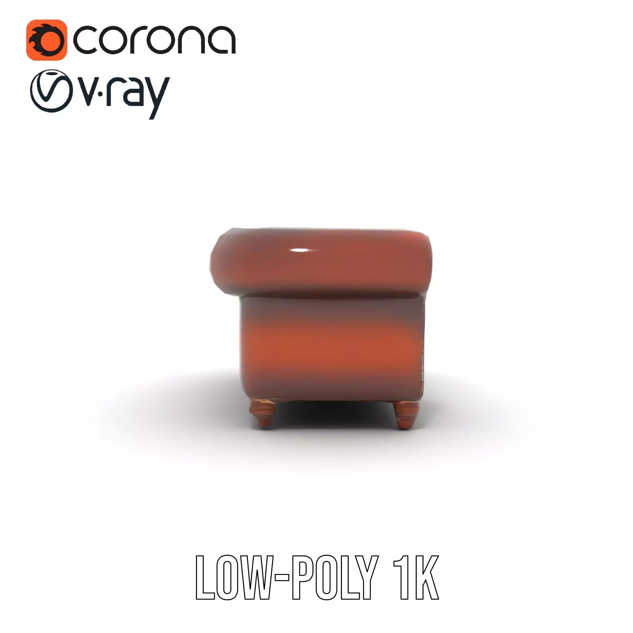 Classic Brown Chesterfield Sofa model pack Low-poly 3D model_20