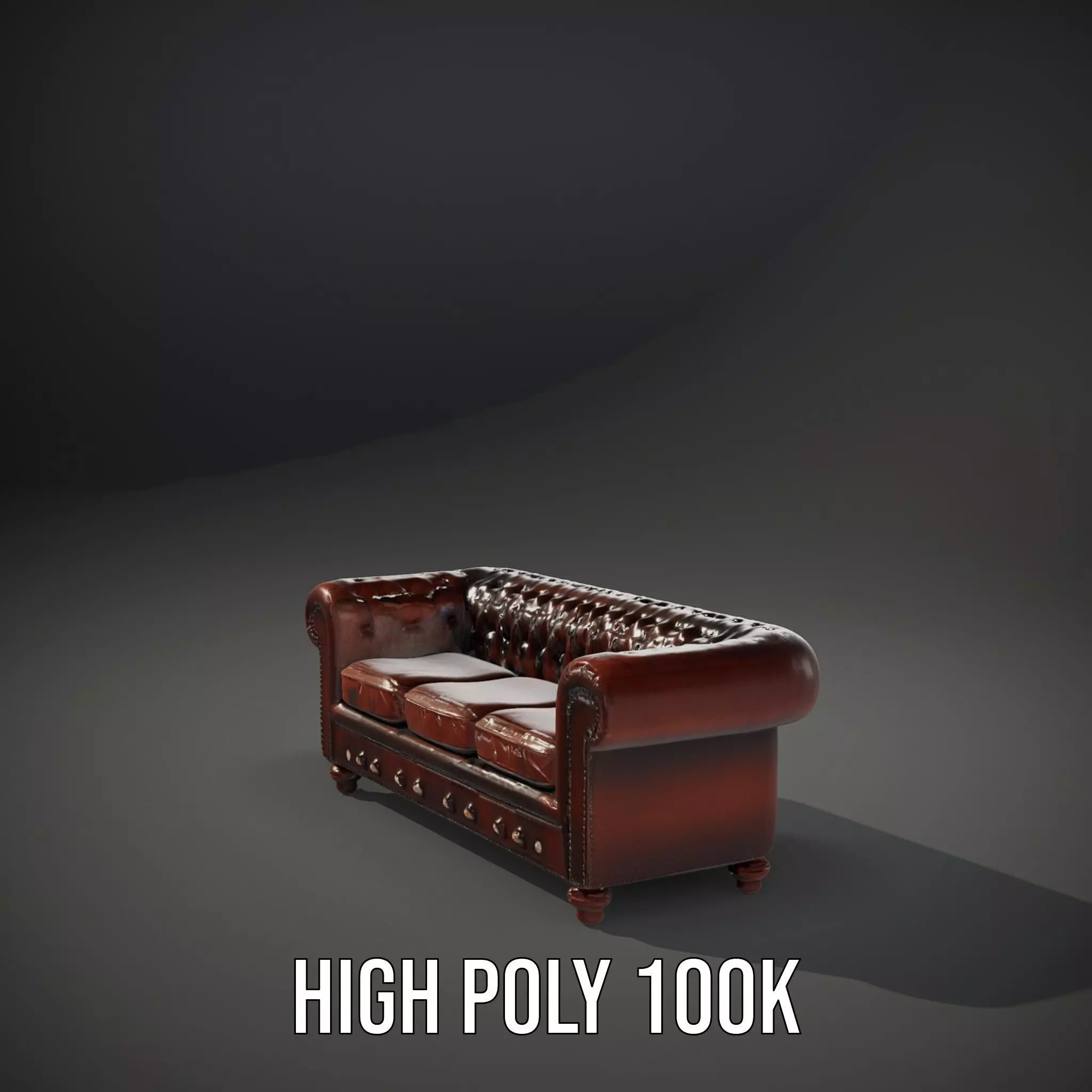 Classic Brown Chesterfield Sofa model pack Low-poly 3D model_8