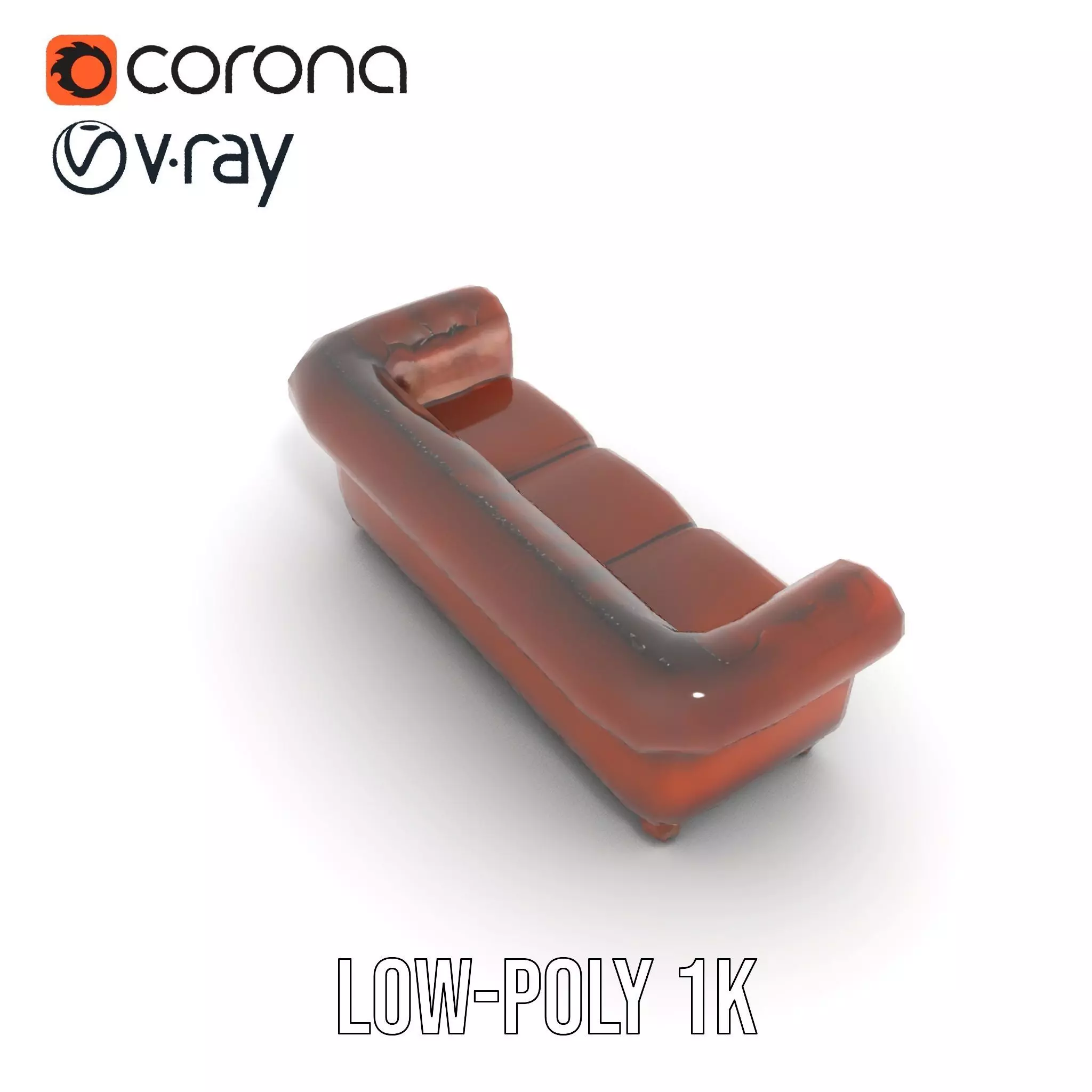 Classic Brown Chesterfield Sofa model pack Low-poly 3D model_17