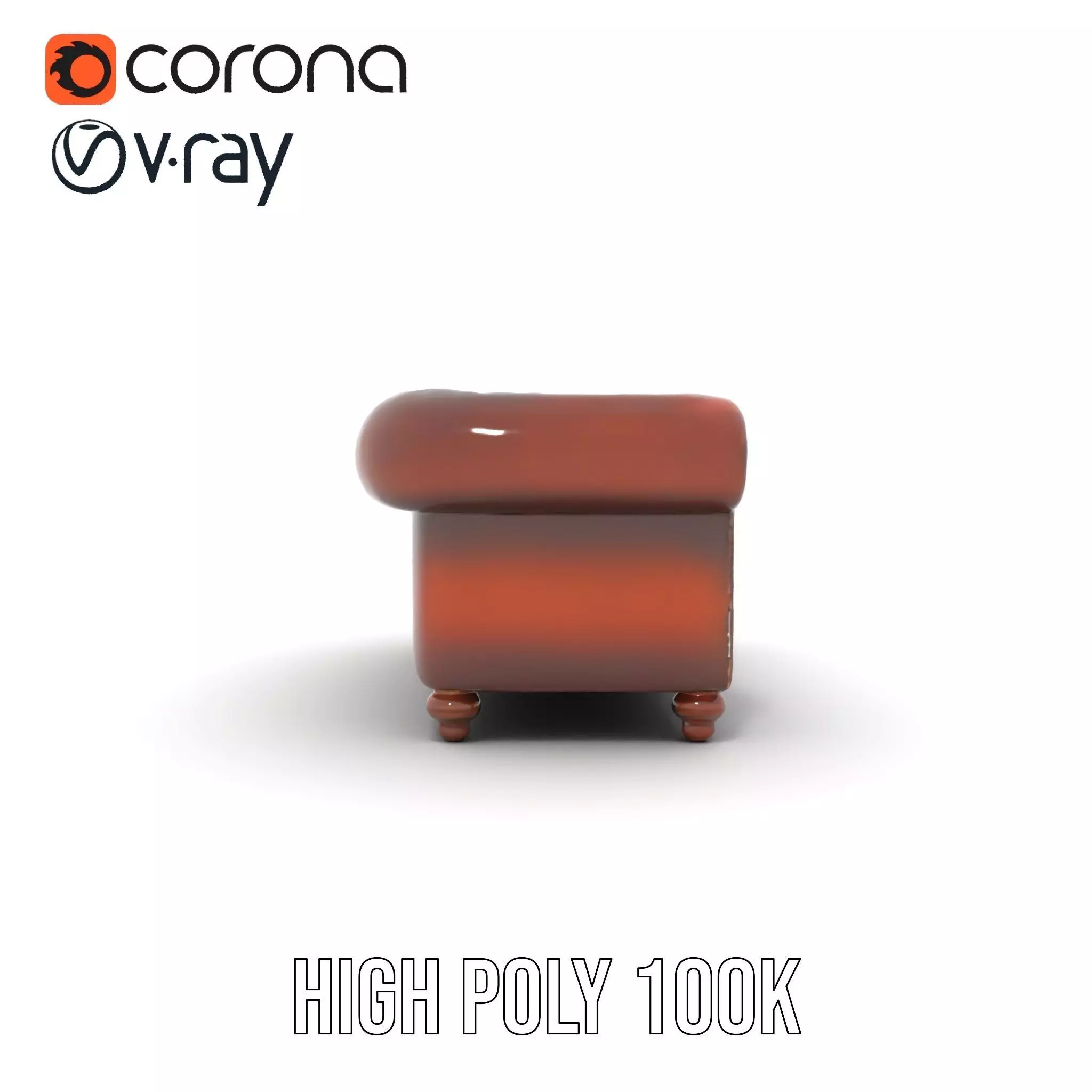 Classic Brown Chesterfield Sofa model pack Low-poly 3D model_28