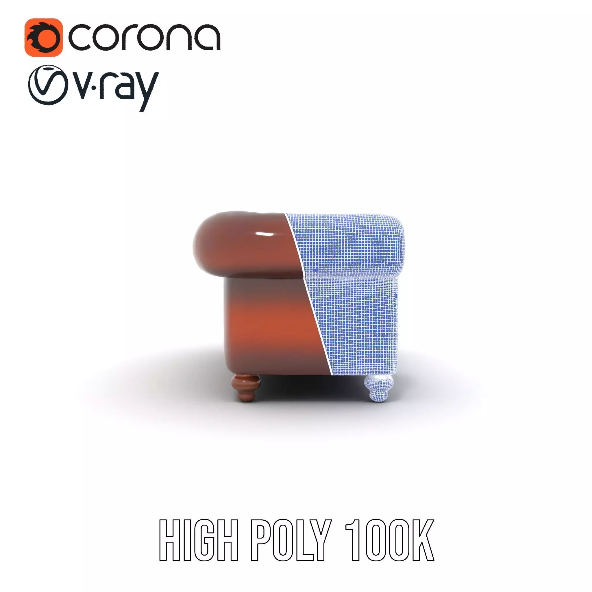 Classic Brown Chesterfield Sofa model pack Low-poly 3D model_32