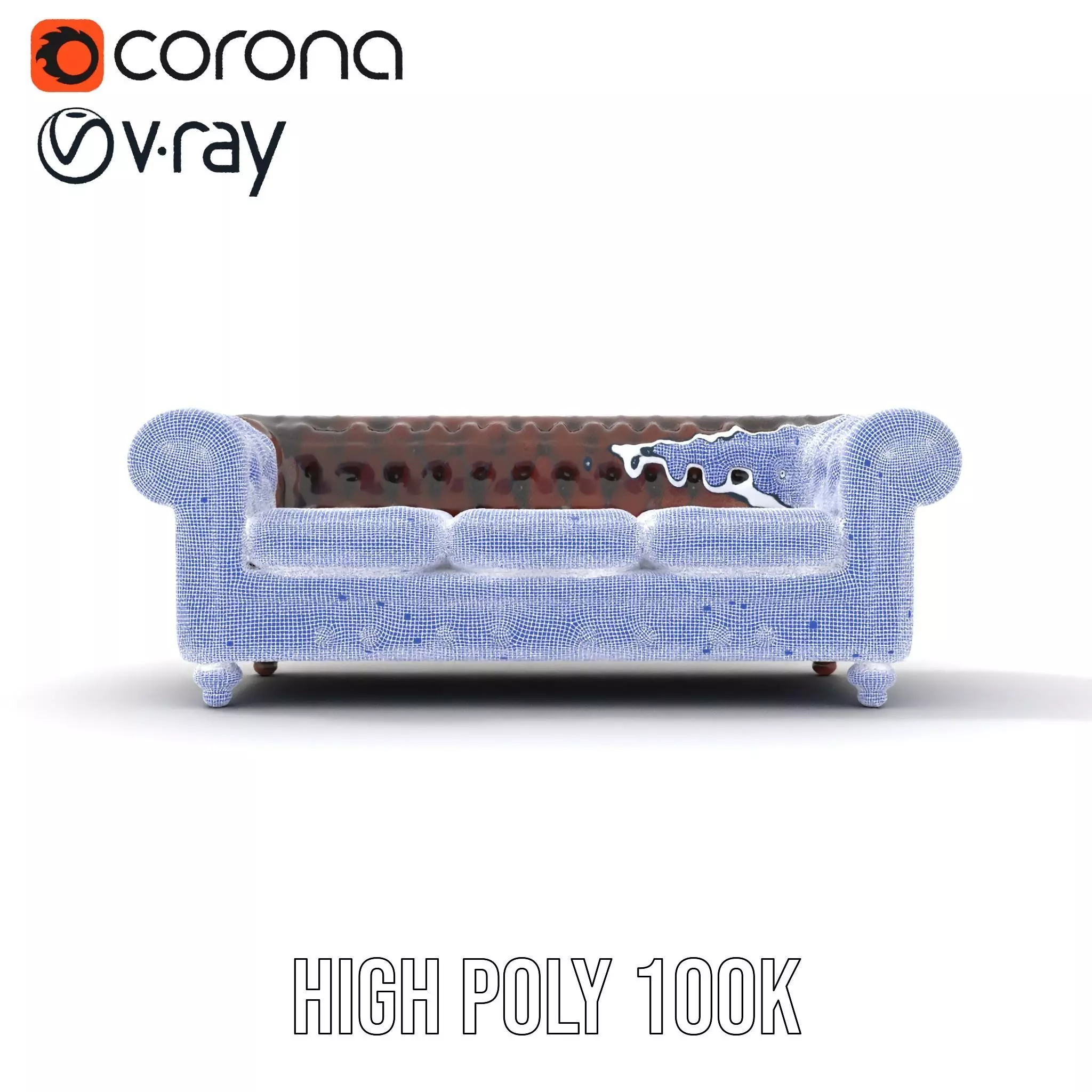 Classic Brown Chesterfield Sofa model pack Low-poly 3D model_34