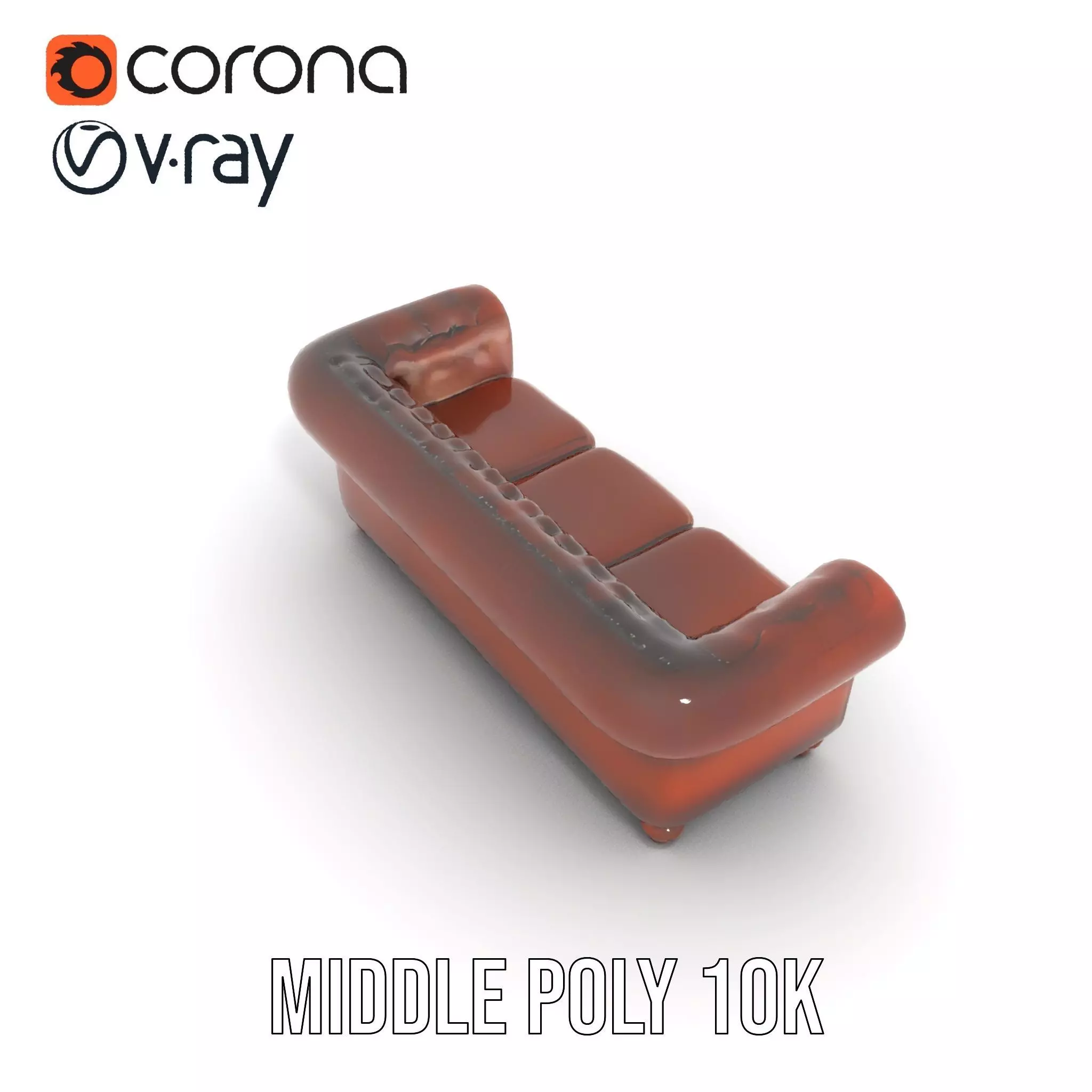 Classic Brown Chesterfield Sofa model pack Low-poly 3D model_6