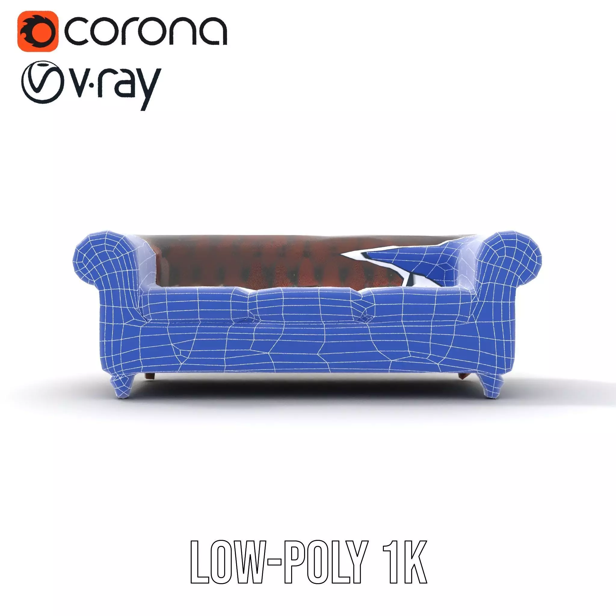 Classic Brown Chesterfield Sofa model pack Low-poly 3D model_12