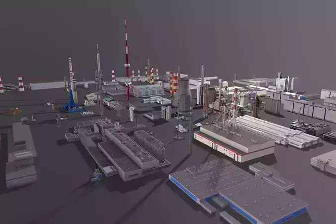 Background Industrial Buildings Pack 401-500 With LODs 3D model
