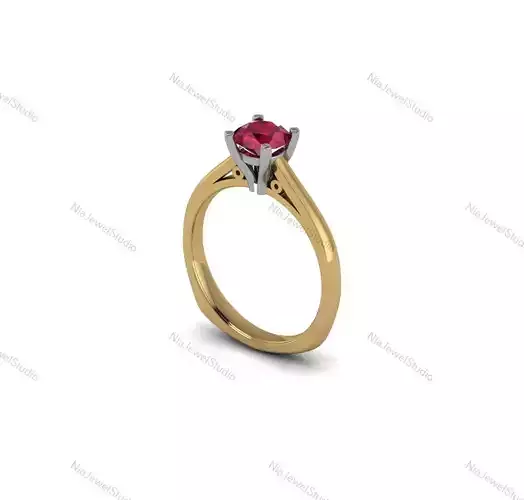 Solitaire Gemstone Ring-3D CAD Model