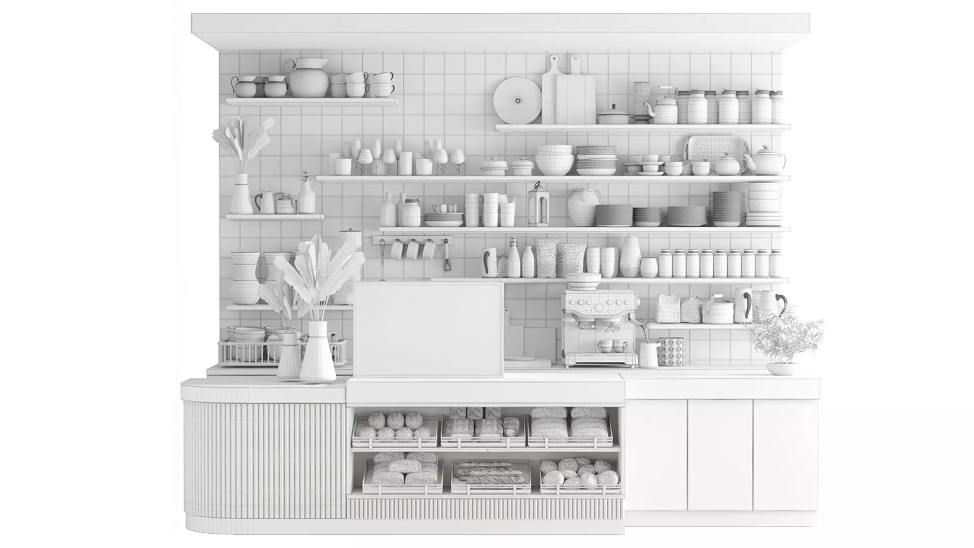 Design project of a coffee shop in a shopping mall  3D model_1