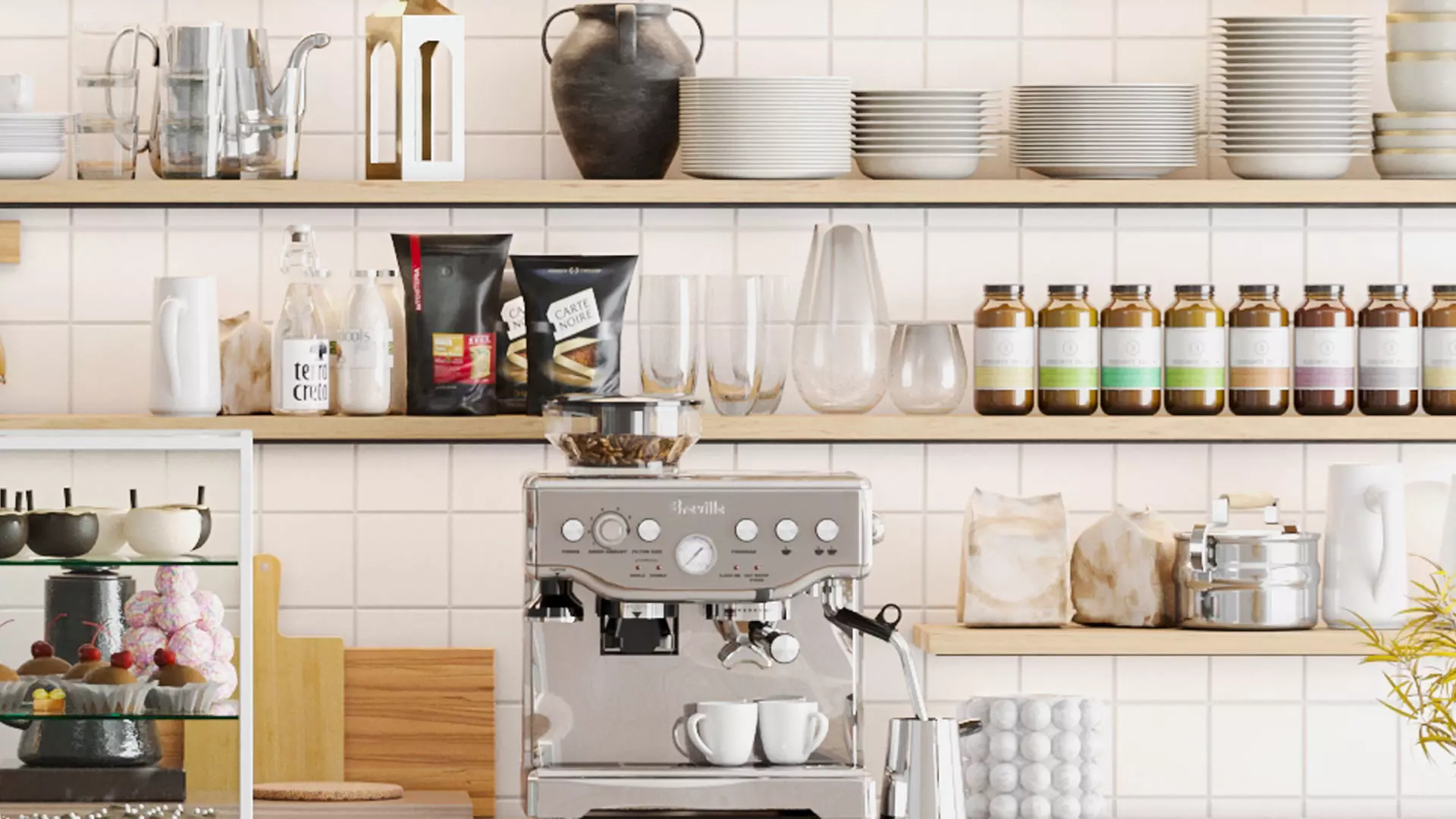 Design project of a coffee shop in a shopping mall  3D model_6