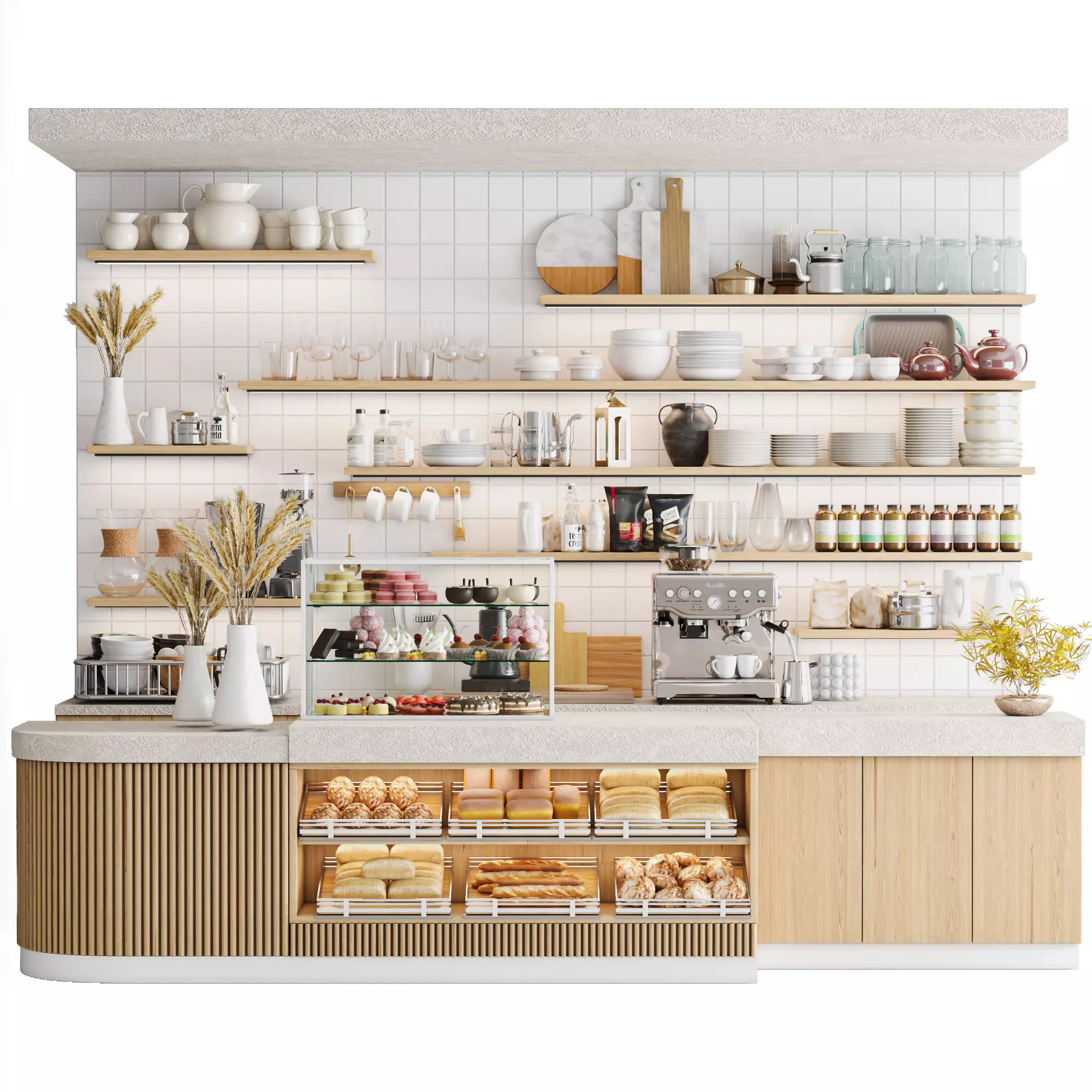 Design project of a coffee shop in a shopping mall  3D model_0