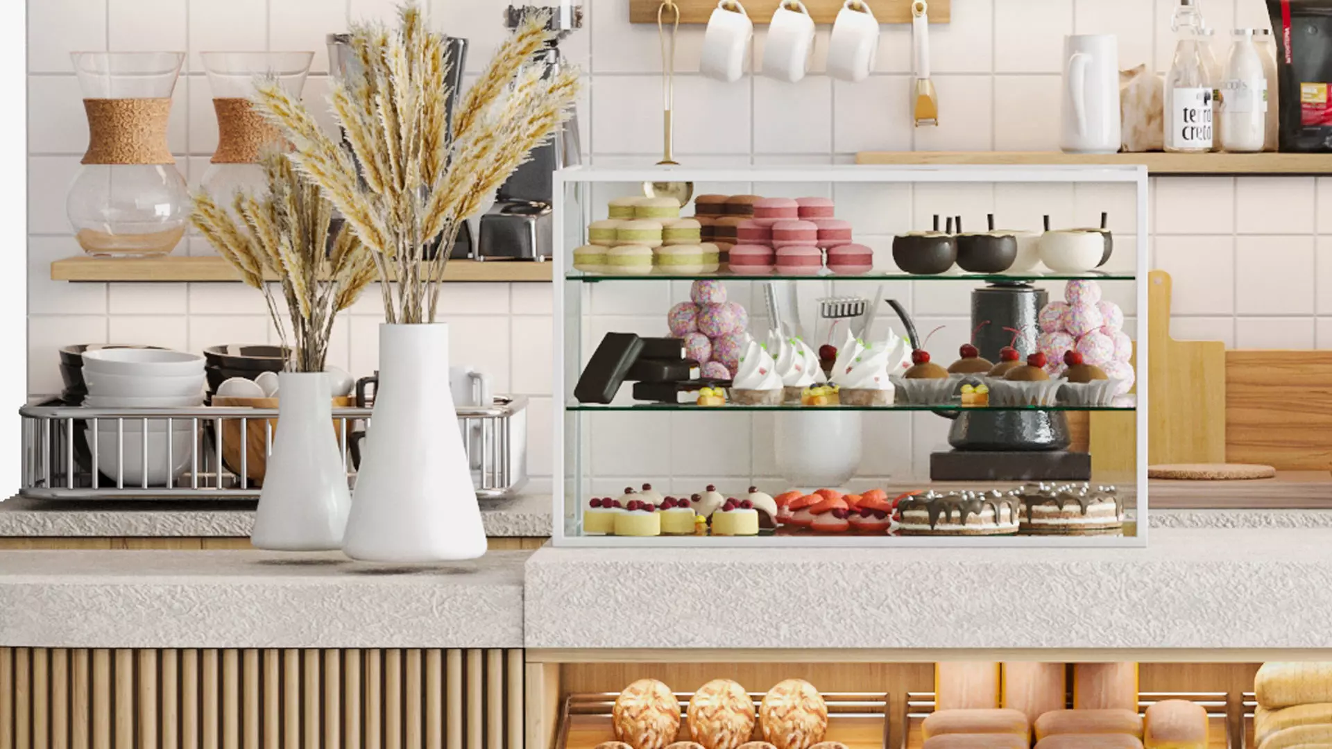 Design project of a coffee shop in a shopping mall  3D model_5