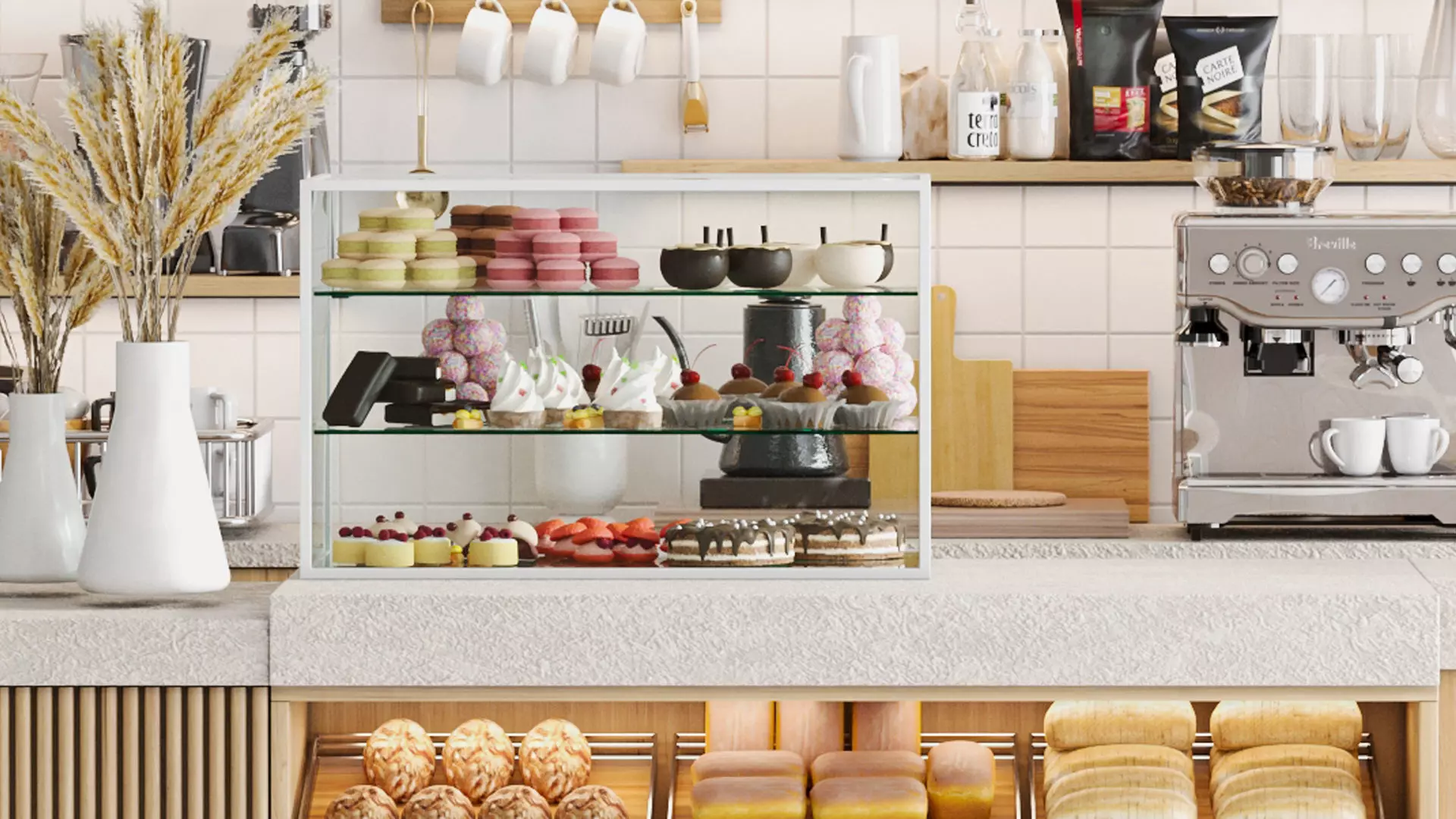 Design project of a coffee shop in a shopping mall  3D model_3