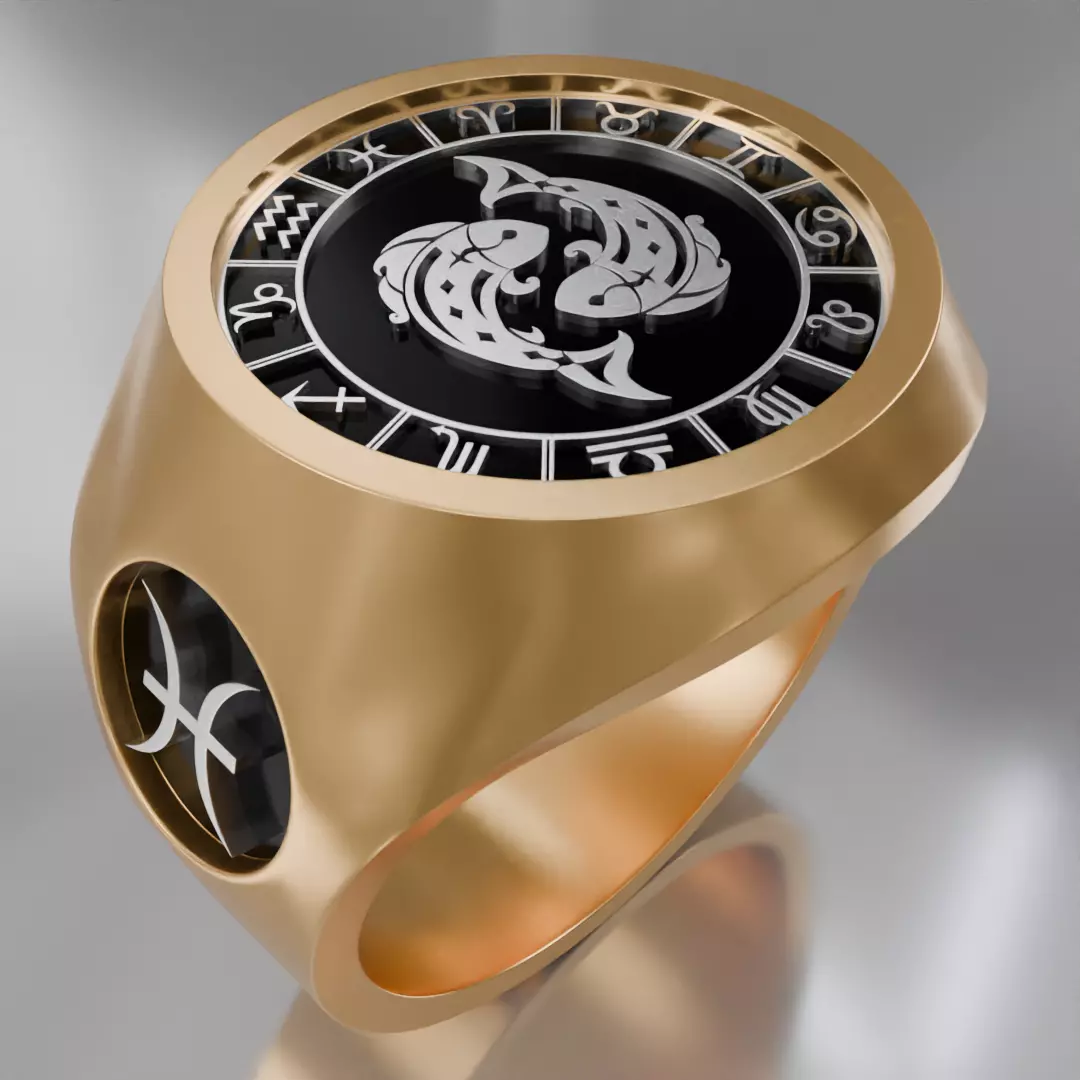 Fishs zodiak symbol ring 3D model for 3D printing 3D print model