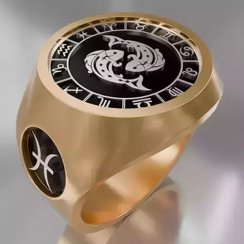 Fishs zodiak symbol ring 3D model for 3D printing