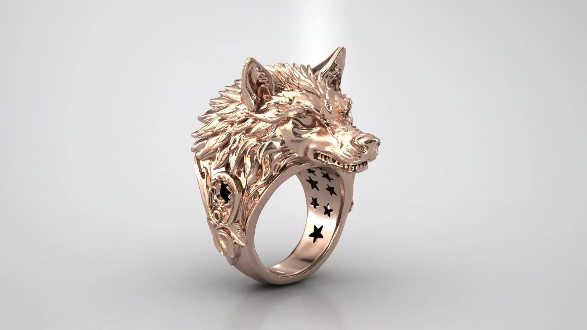 wolf ring 3D print model_0