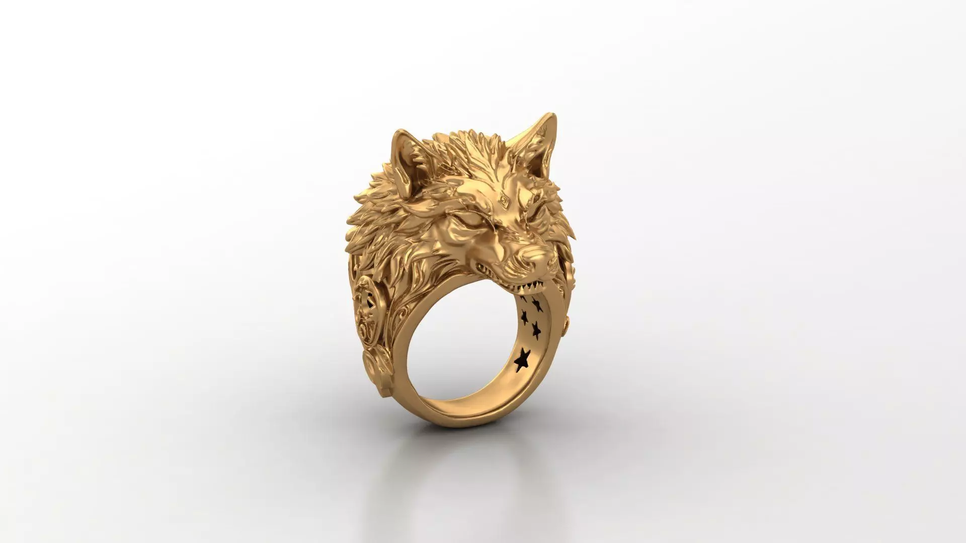 wolf ring 3D print model_3