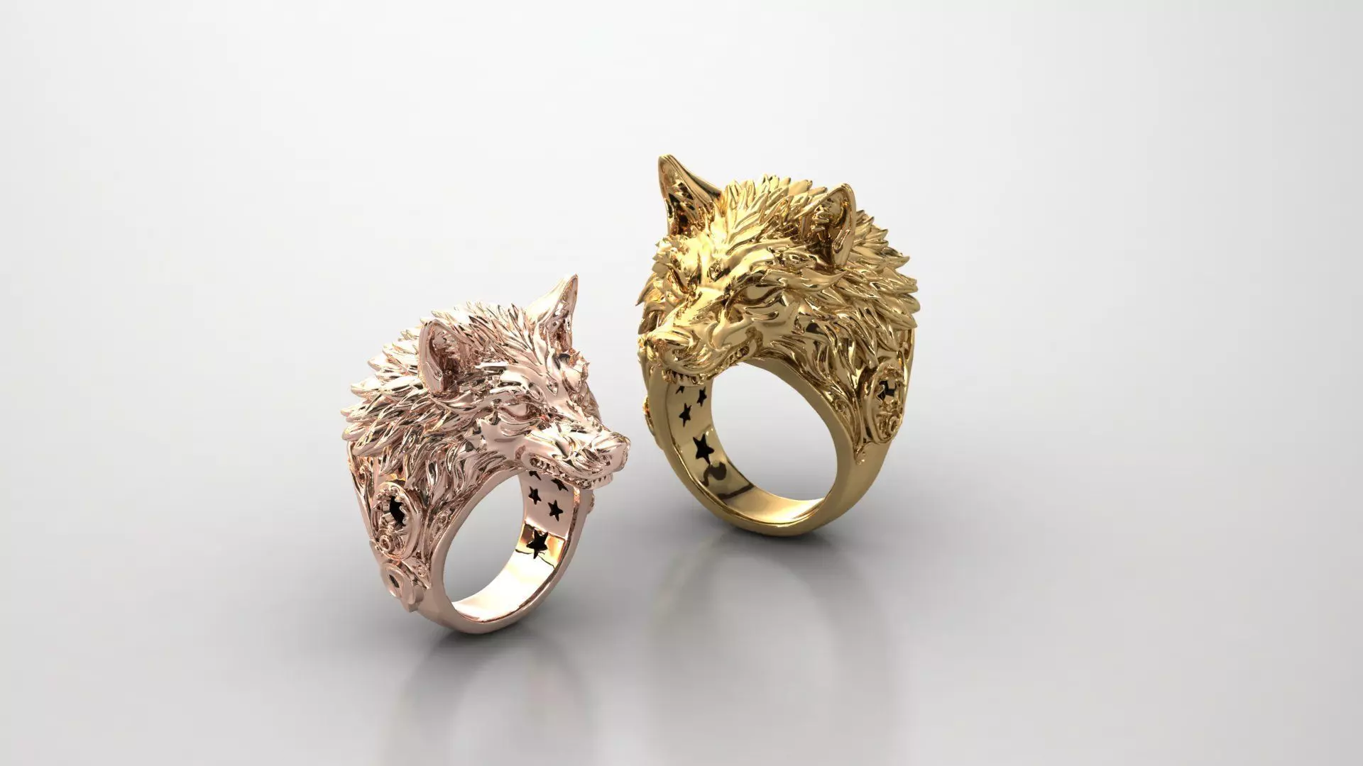wolf ring 3D print model_2