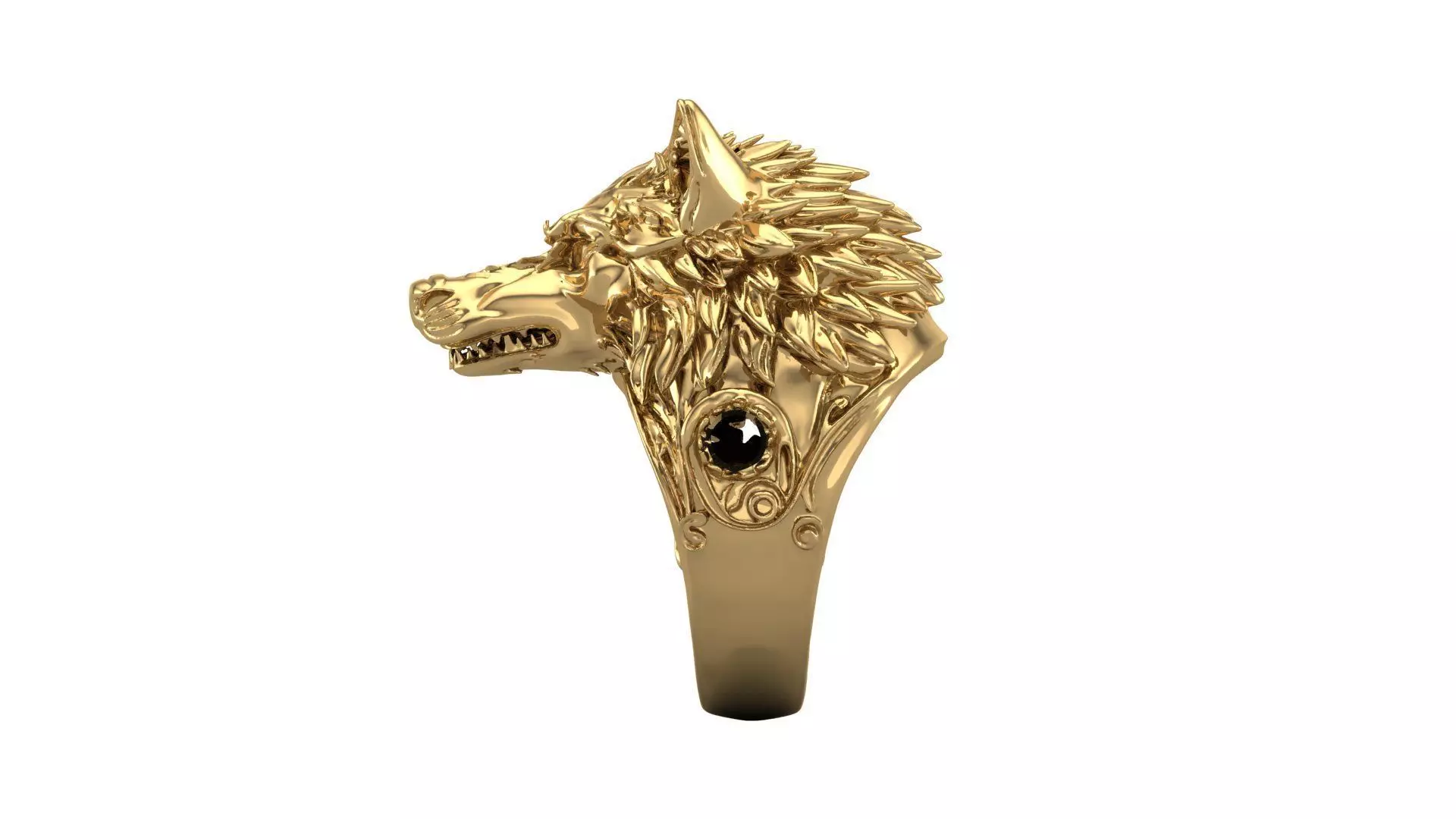 wolf ring 3D print model_6