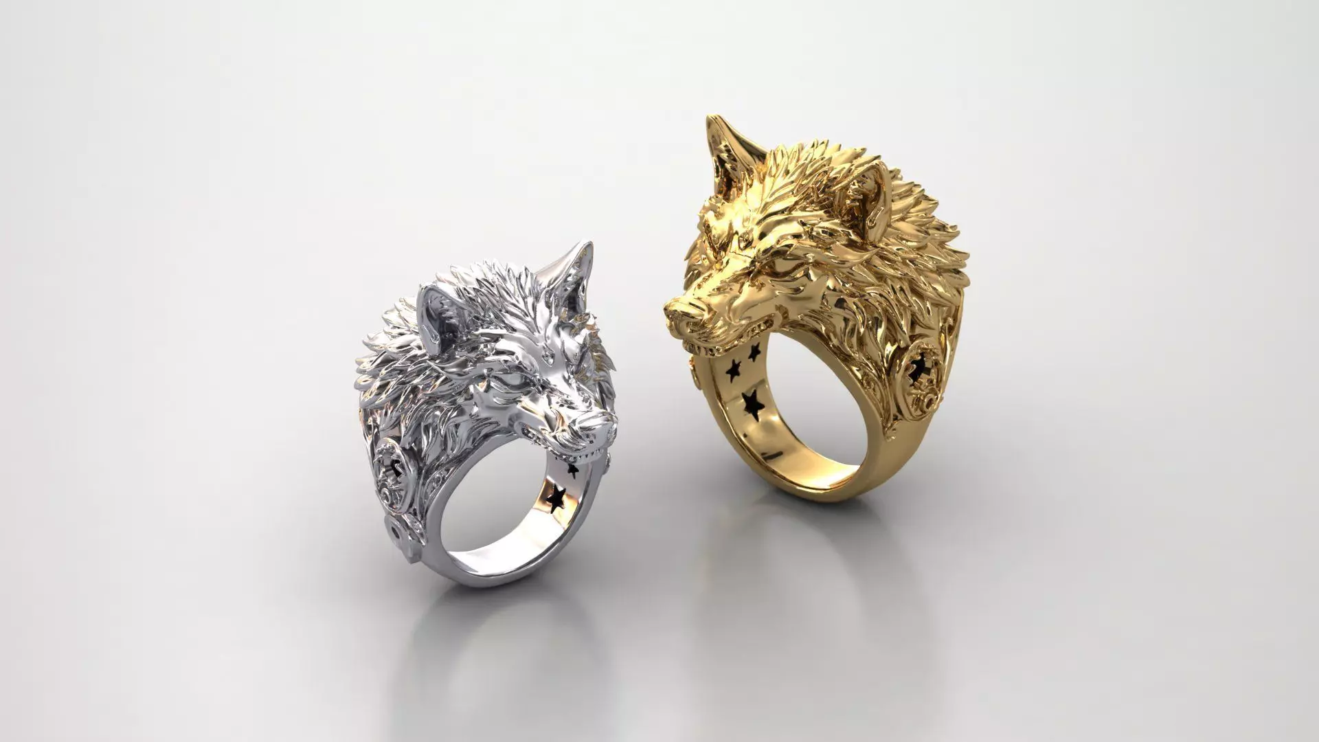 wolf ring 3D print model_1