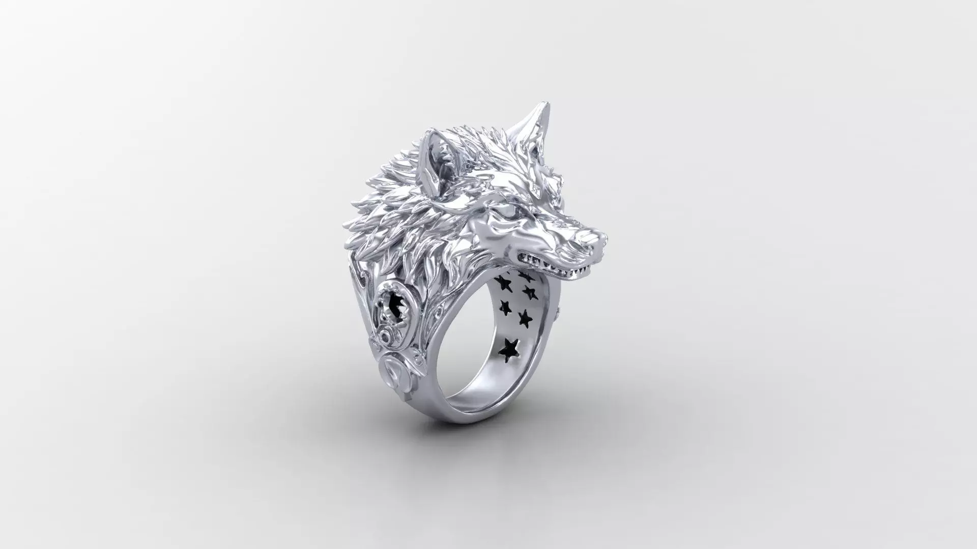 wolf ring 3D print model_4