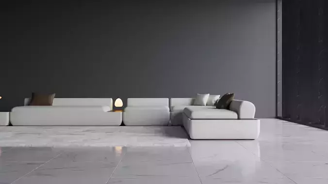 Modern Low-Profile Modular Sofa with Boucle Fabric Upholstery