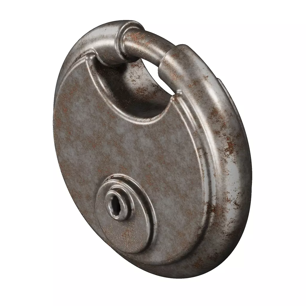 Rusty Steel Round Padlock 3D model
