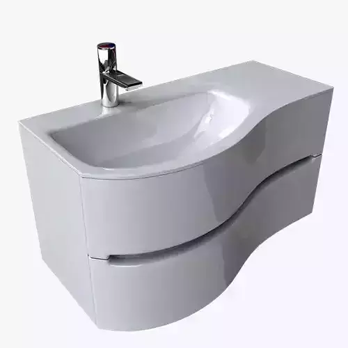 Washbasin bathroom sink and faucet Low-poly 3D model