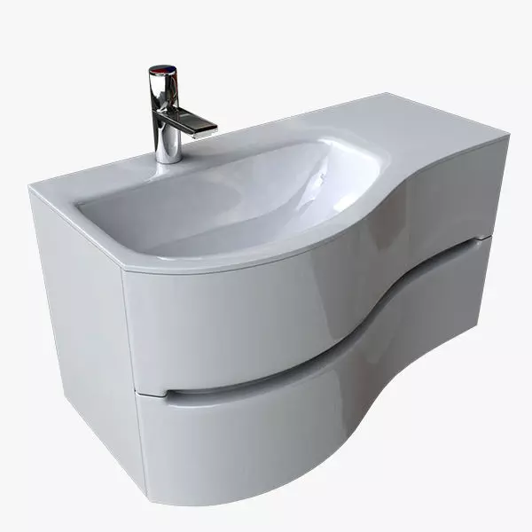 Washbasin bathroom sink and faucet Low-poly 3D model