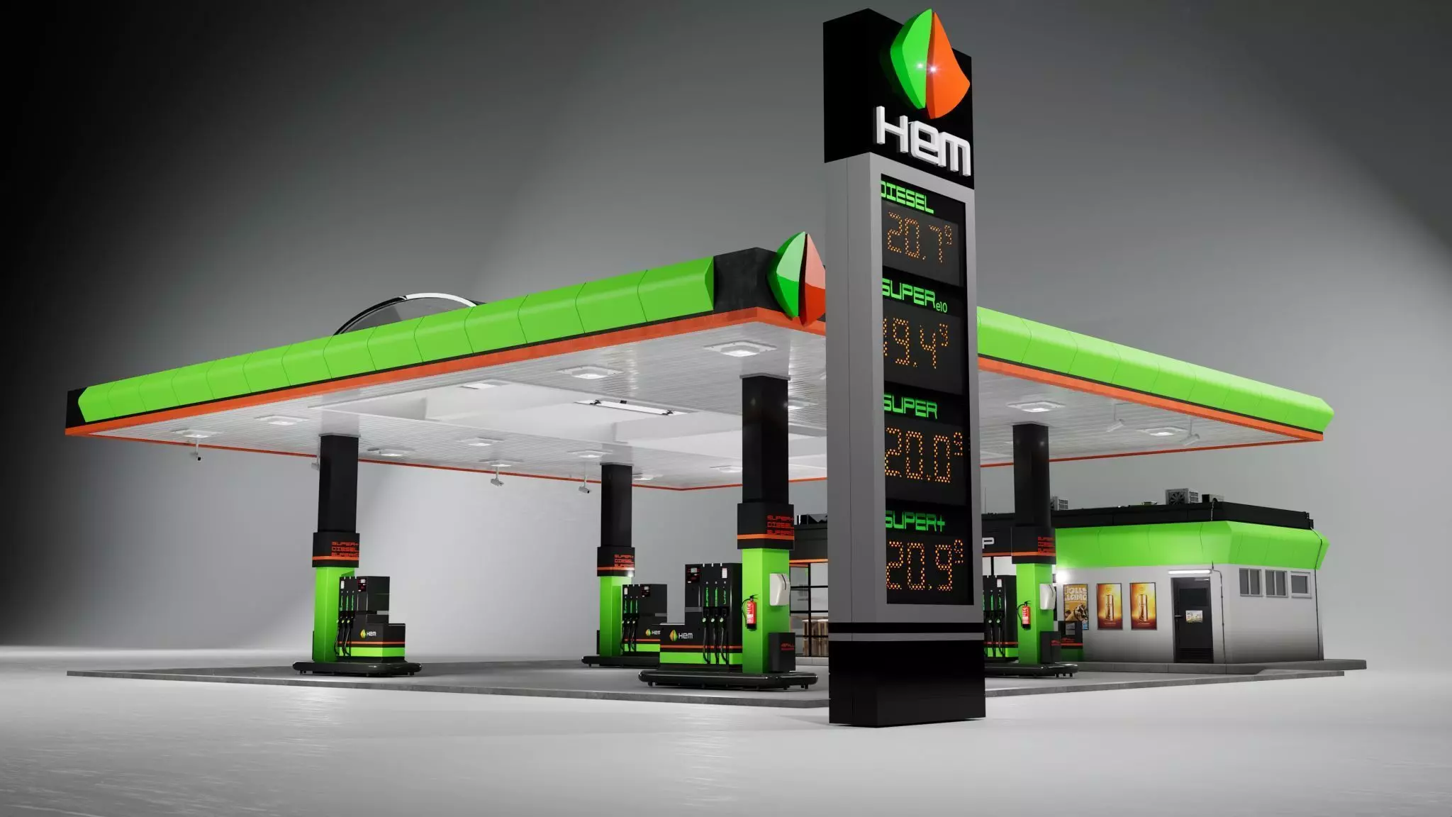 Gas Station 3D model_4