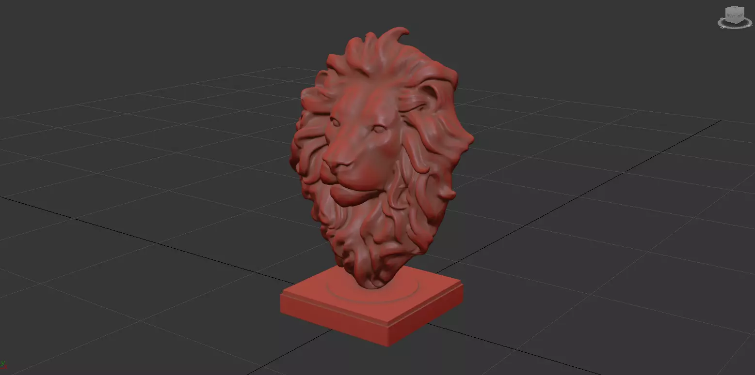 Realistic Lion Head Sculpture   3D Model 3D model_12