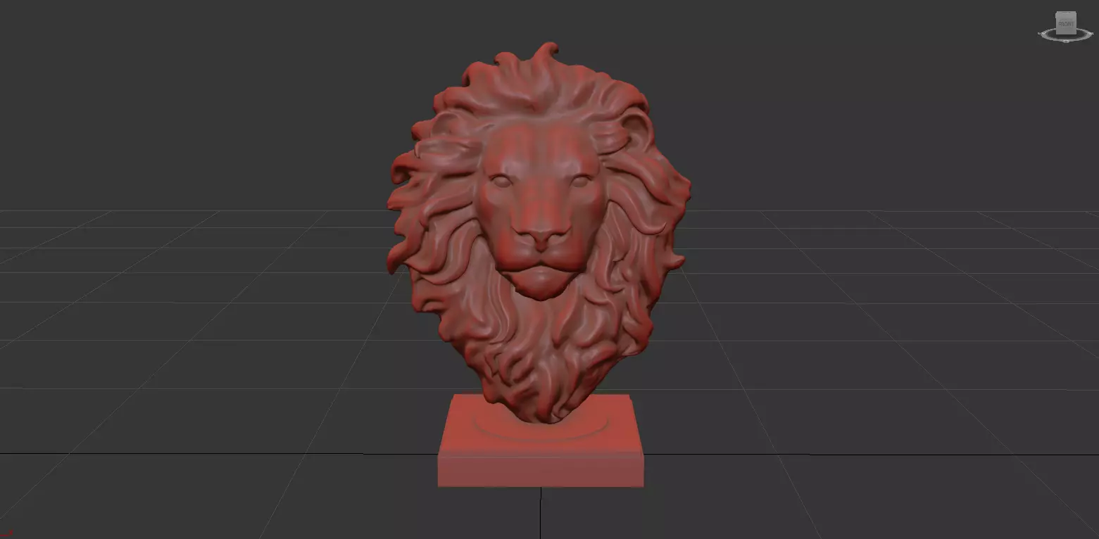 Realistic Lion Head Sculpture   3D Model 3D model_8