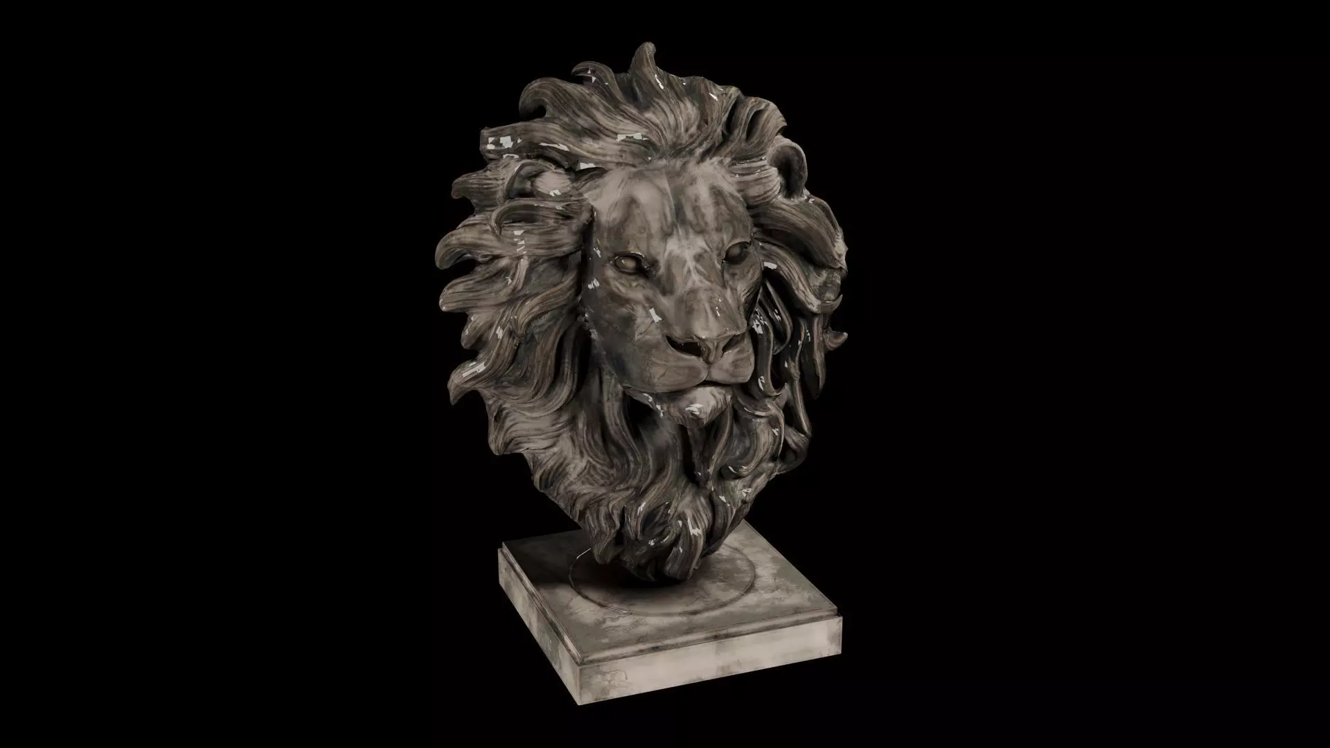 Realistic Lion Head Sculpture   3D Model 3D model_1