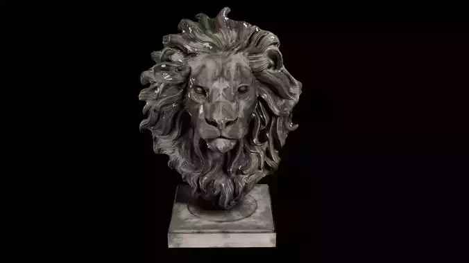 Realistic Lion Head Sculpture   3D Model 3D model Realistic Lion Head Sculpture   3D Model 3D model