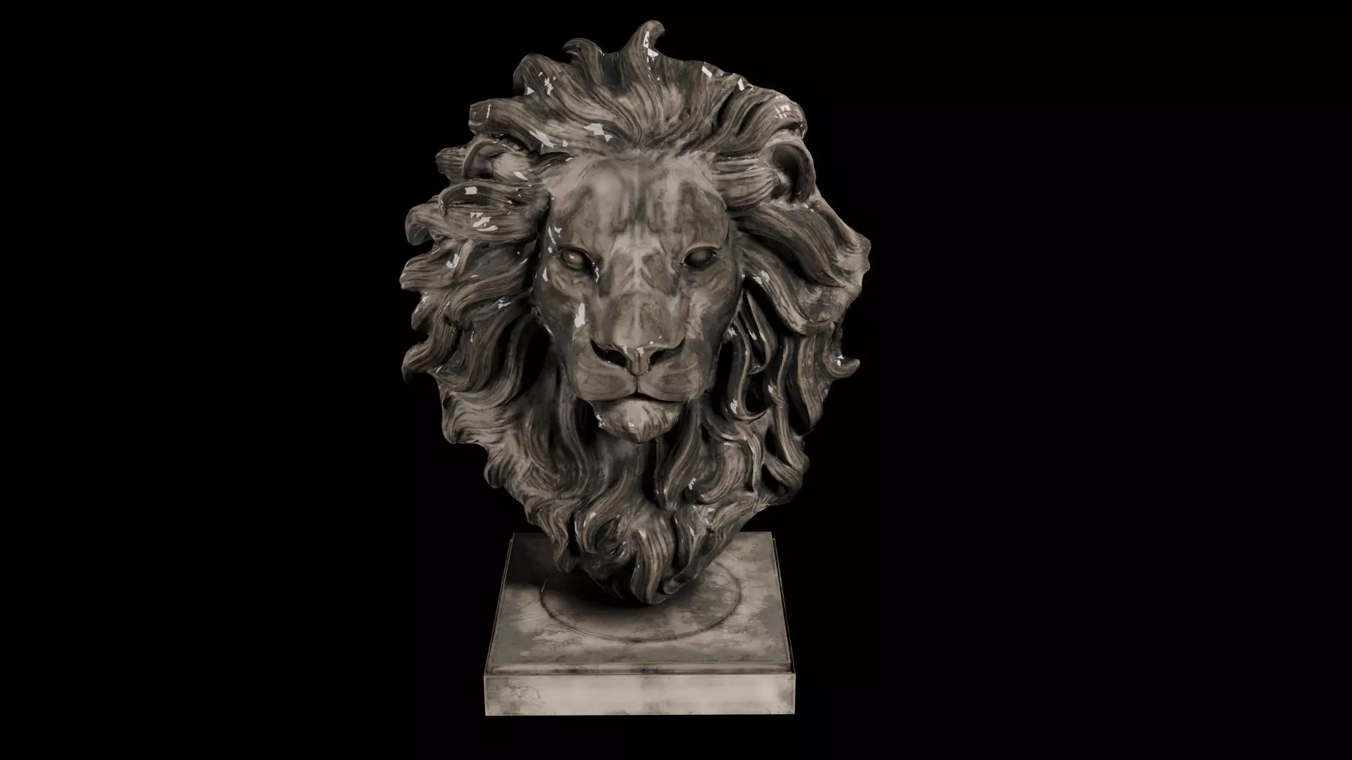 Realistic Lion Head Sculpture   3D Model 3D model_0