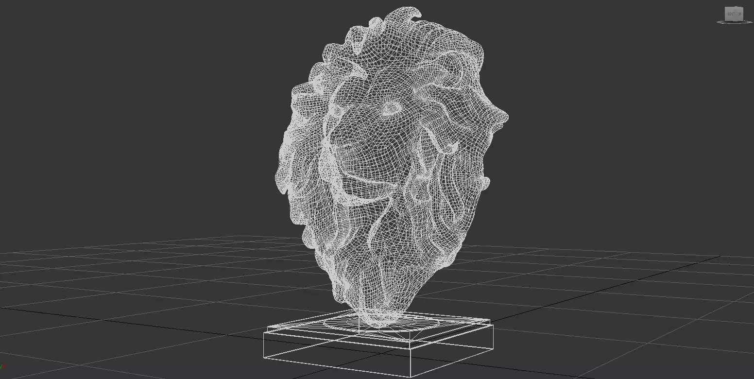 Realistic Lion Head Sculpture   3D Model 3D model_16