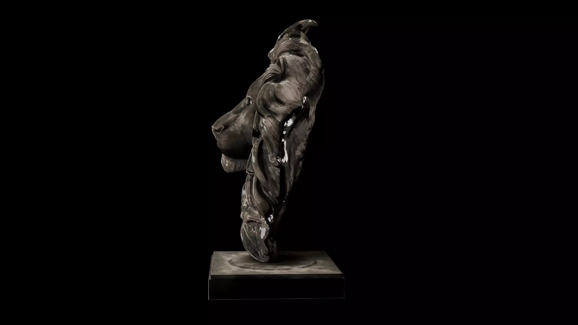 Realistic Lion Head Sculpture   3D Model 3D model_4