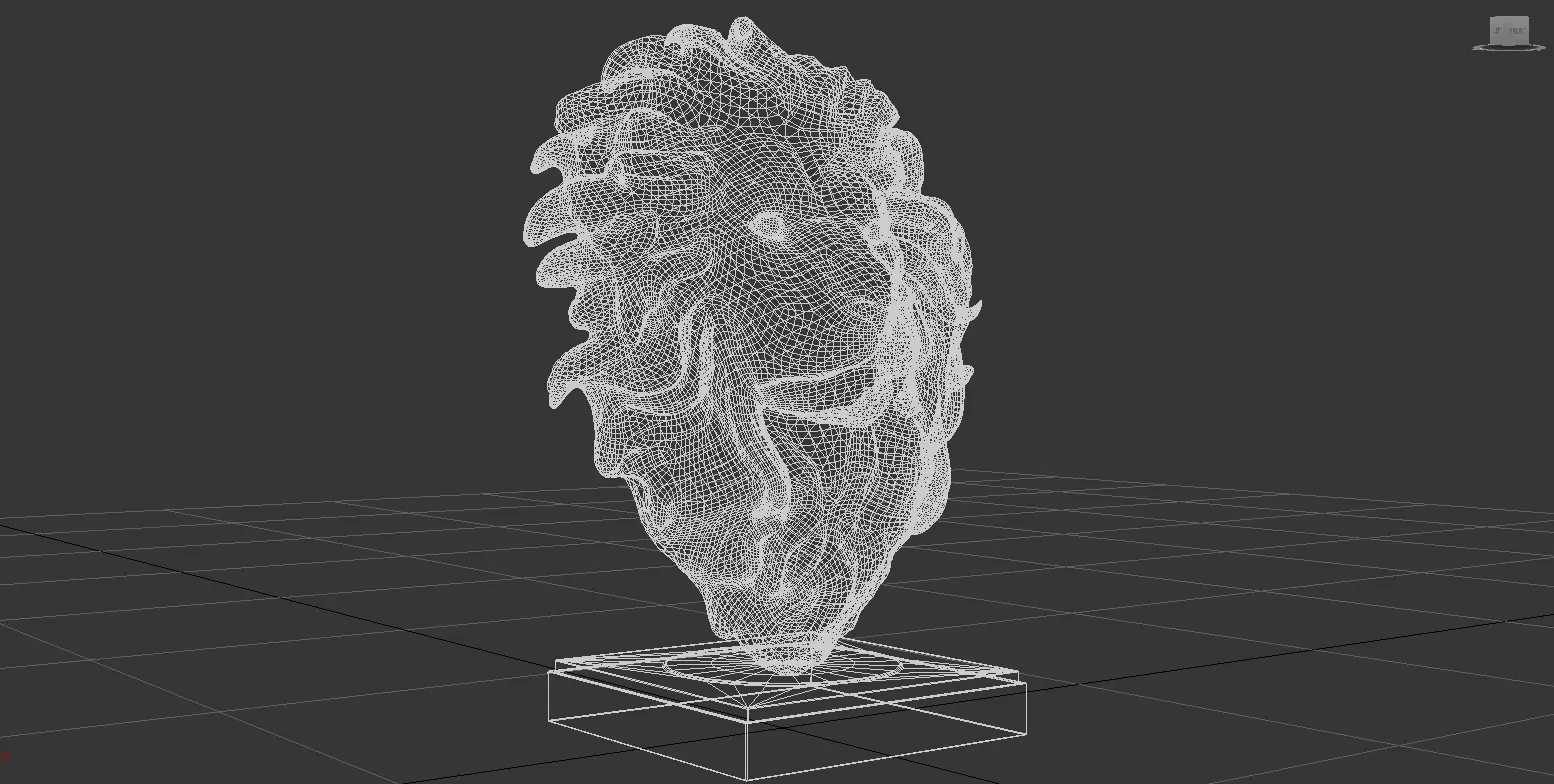 Realistic Lion Head Sculpture   3D Model 3D model_11