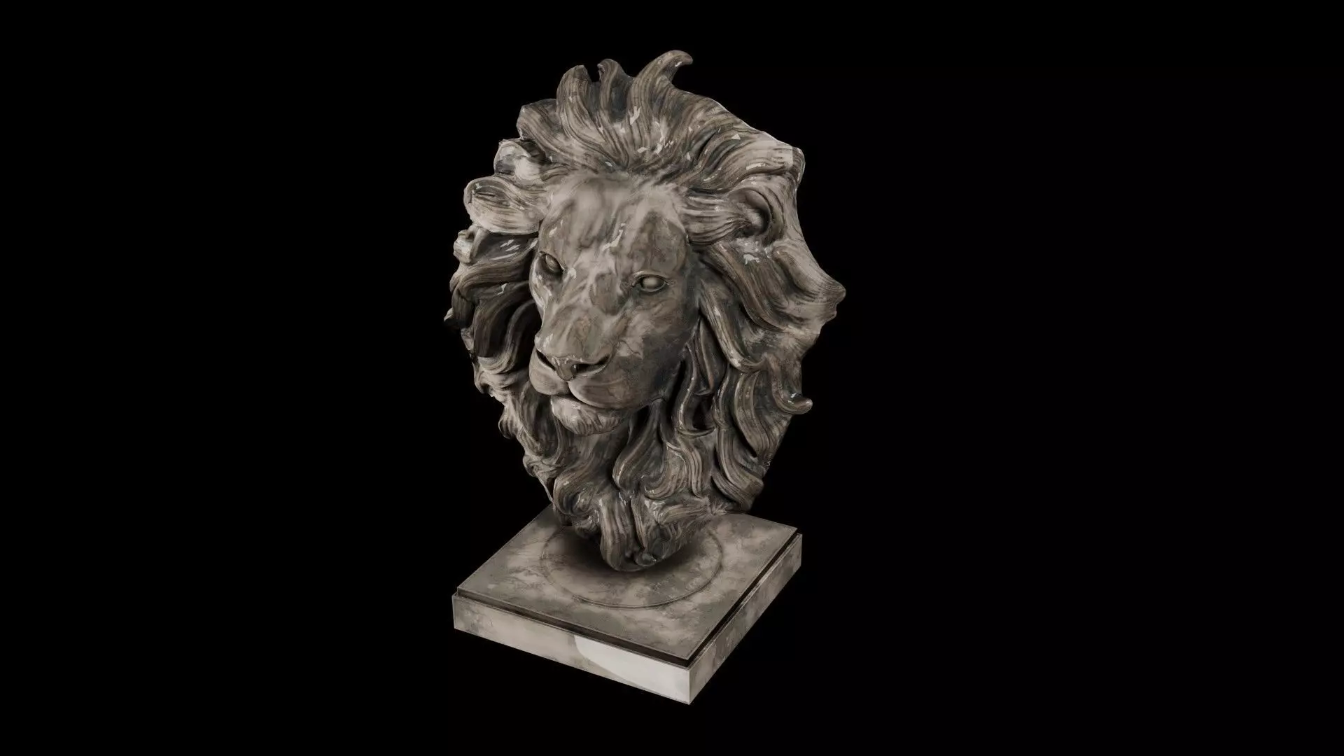 Realistic Lion Head Sculpture   3D Model 3D model_2