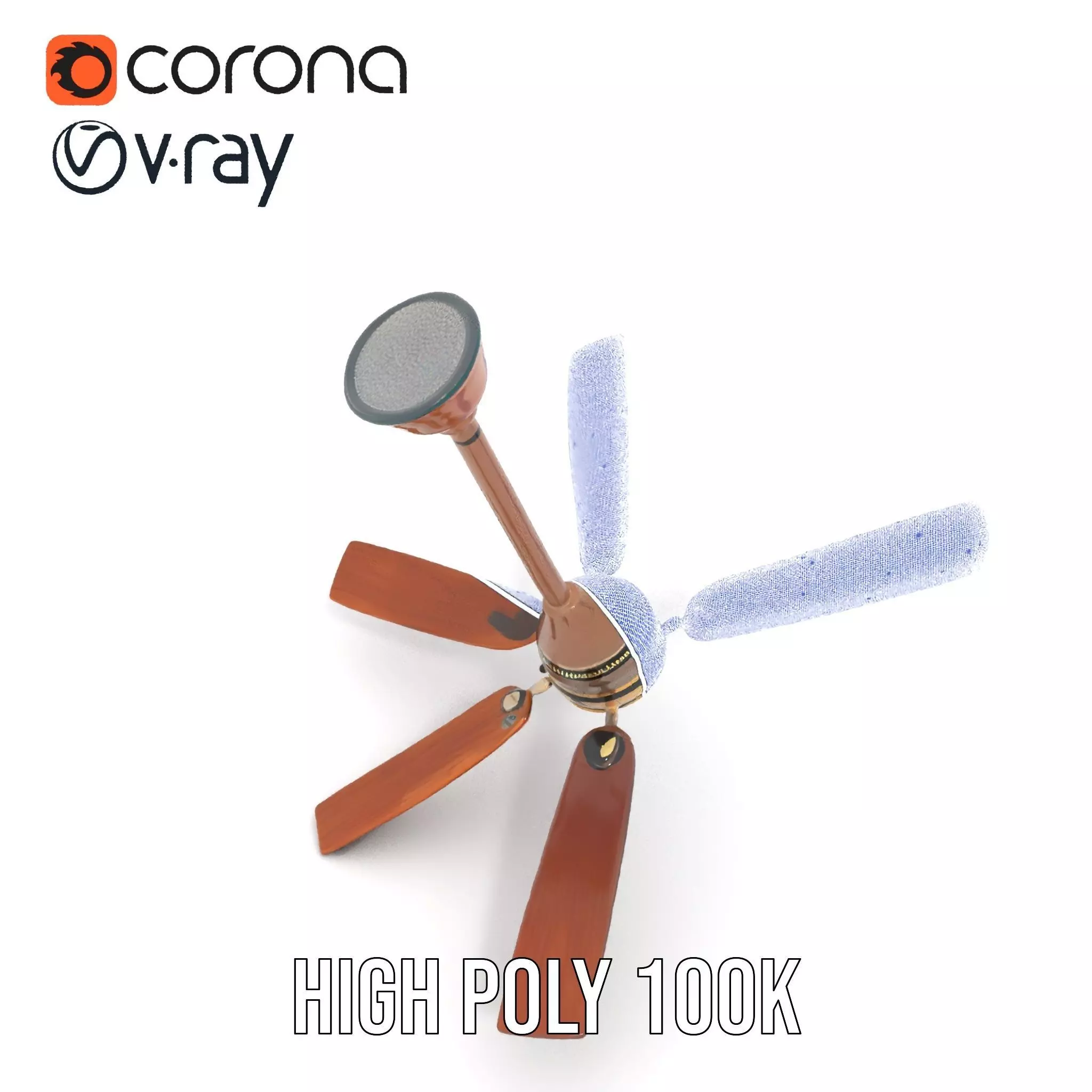 Vintage Wooden Ceiling Fan model pack Low-poly 3D model_32