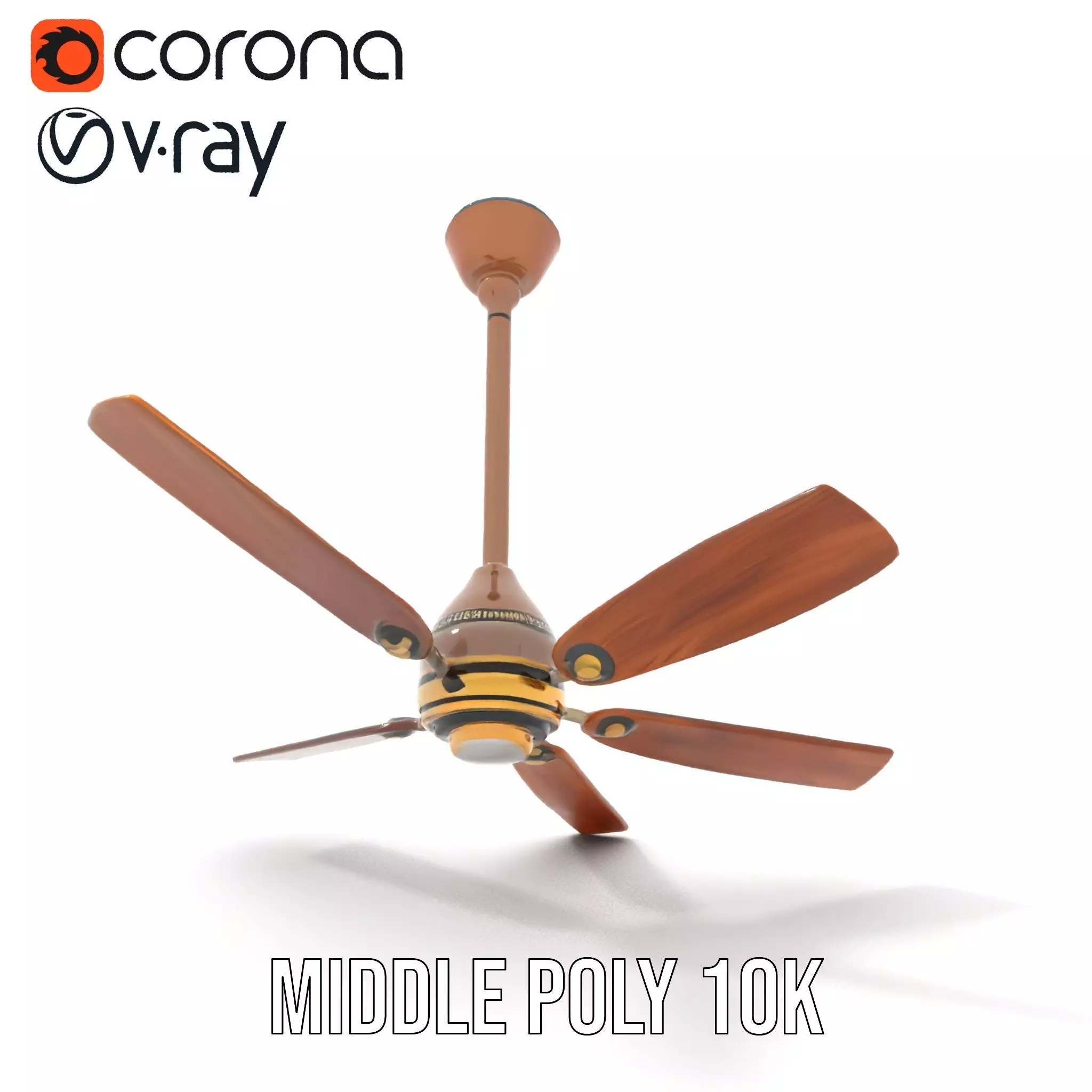 Vintage Wooden Ceiling Fan model pack Low-poly 3D model_11
